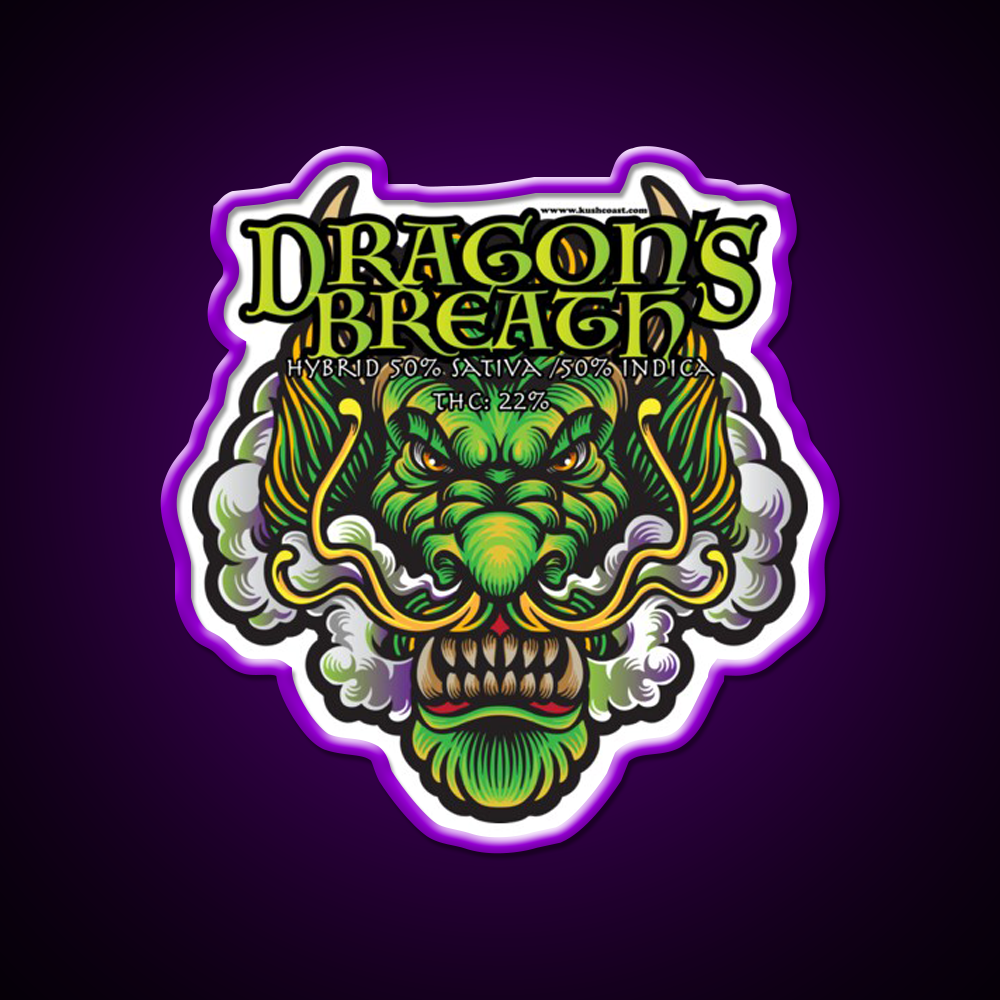 Dragons Breath Strain Art Hemp Inspired Green Leaf Led Neon Sign Rgb Color