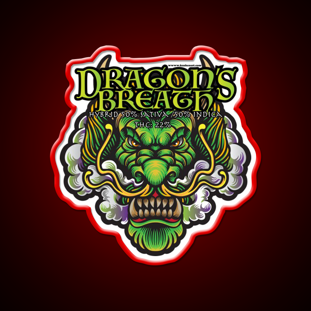 Dragons Breath Strain Art Hemp Inspired Green Leaf Led Neon Sign Rgb Color