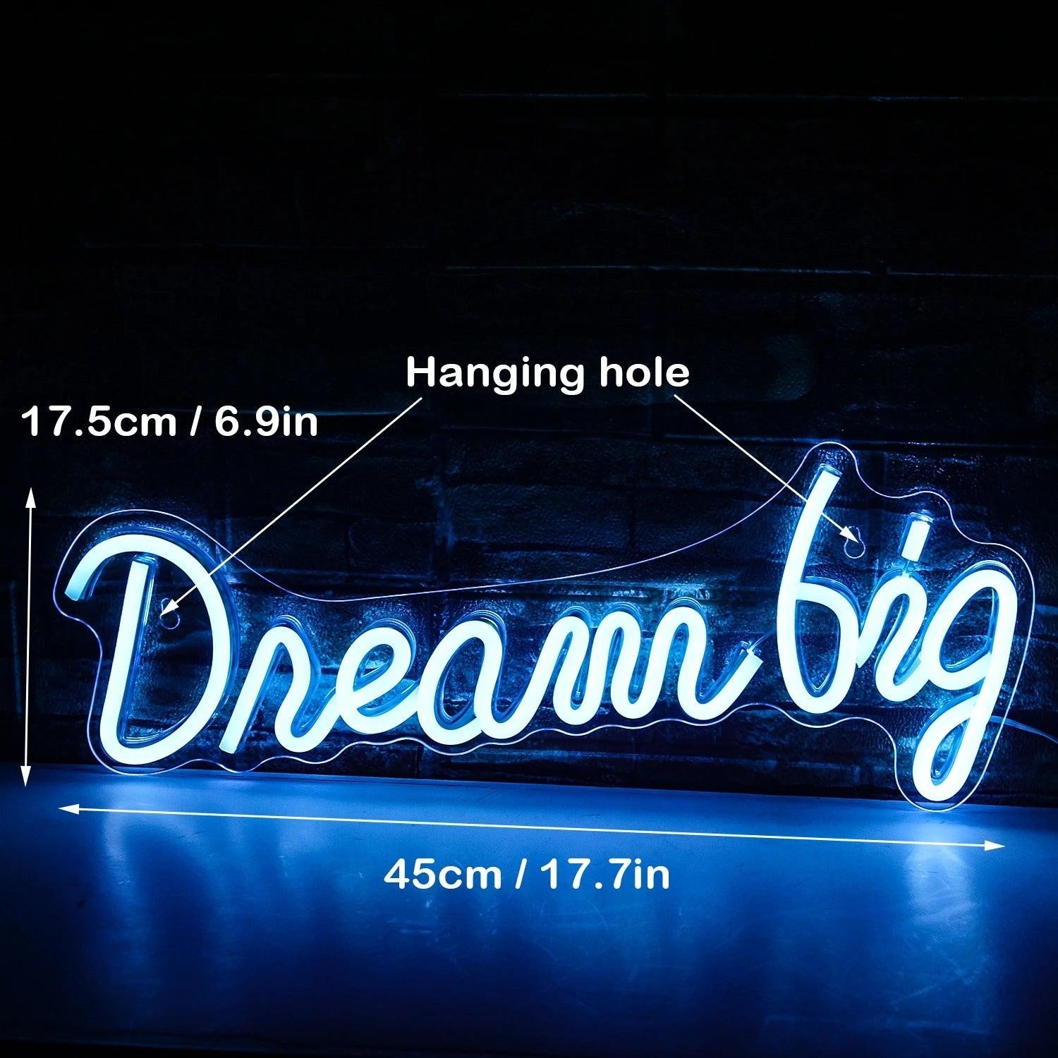 Dream Big Blue Led Neon Sign Bedroom Studio Wall Decor | Shineneon