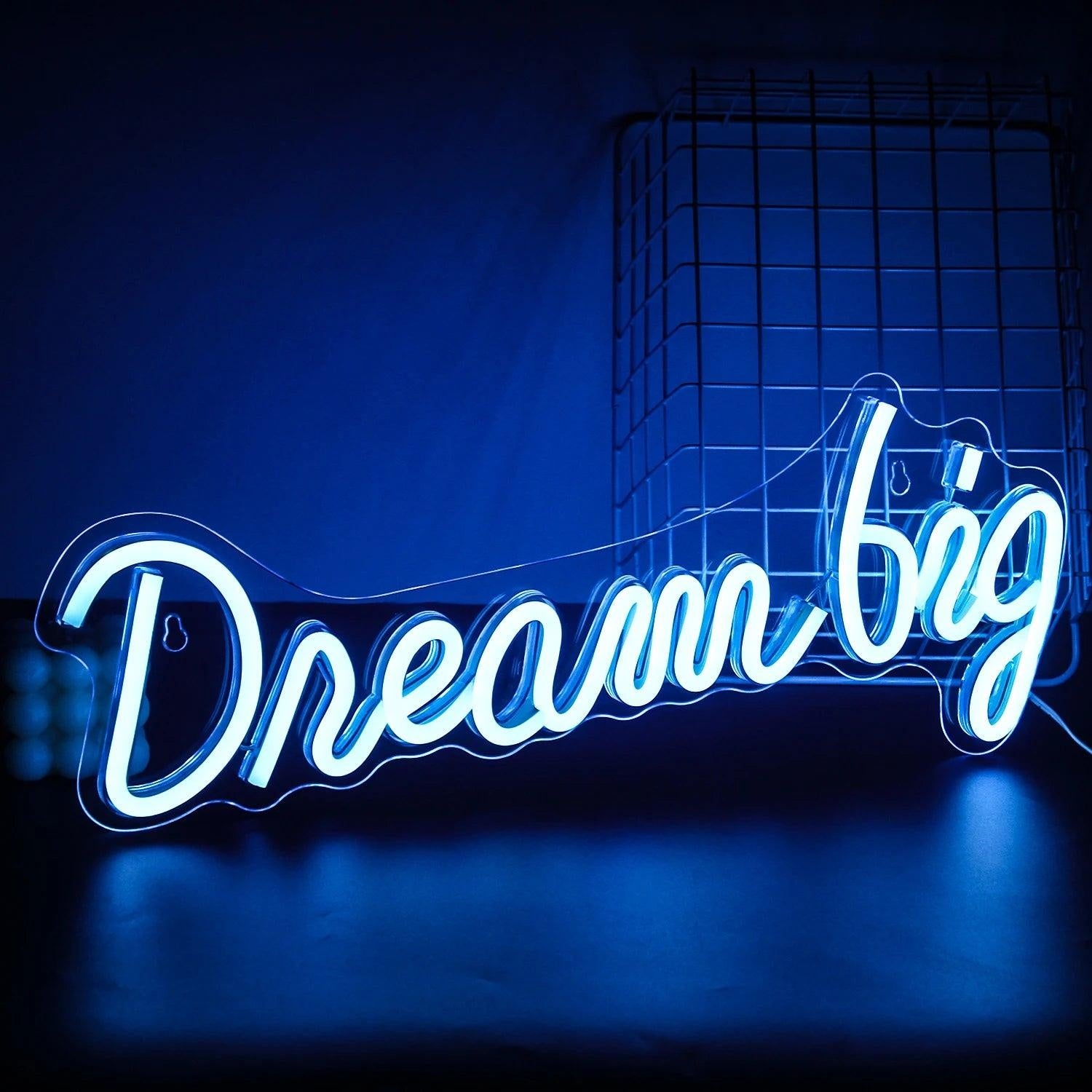 Dream Big Blue Led Neon Sign Bedroom Studio Wall Decor | Shineneon