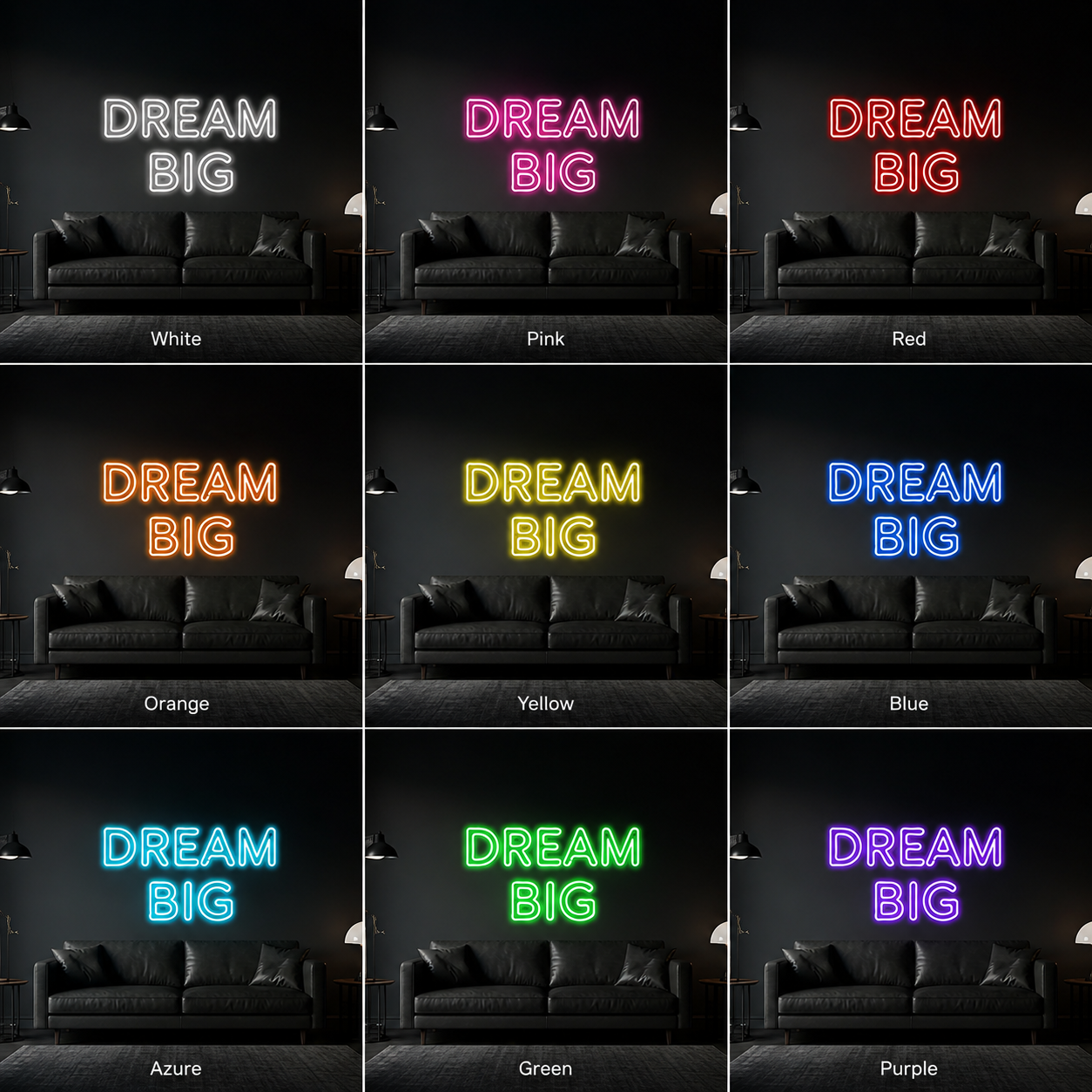 Dream Big LED Neon Sign Home Decor - 05 Color Grid
