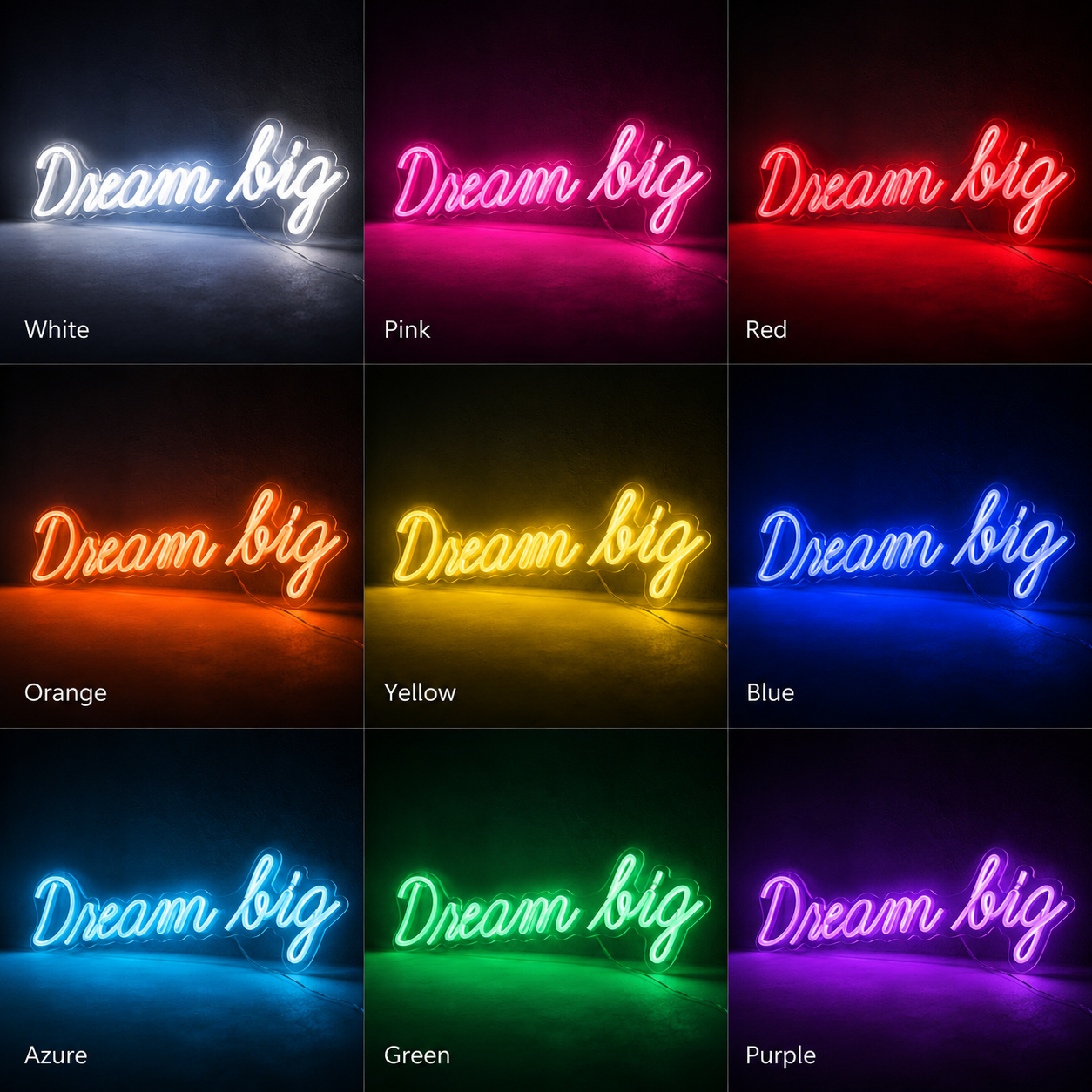 Dream Big LED Neon Sign Home Wall Art - 05 Color Grid