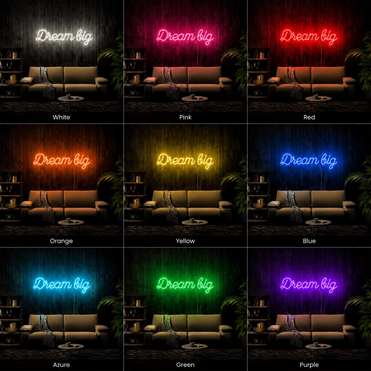 Dream Big LED Neon Sign Living Room Decor - 05 Color Grid