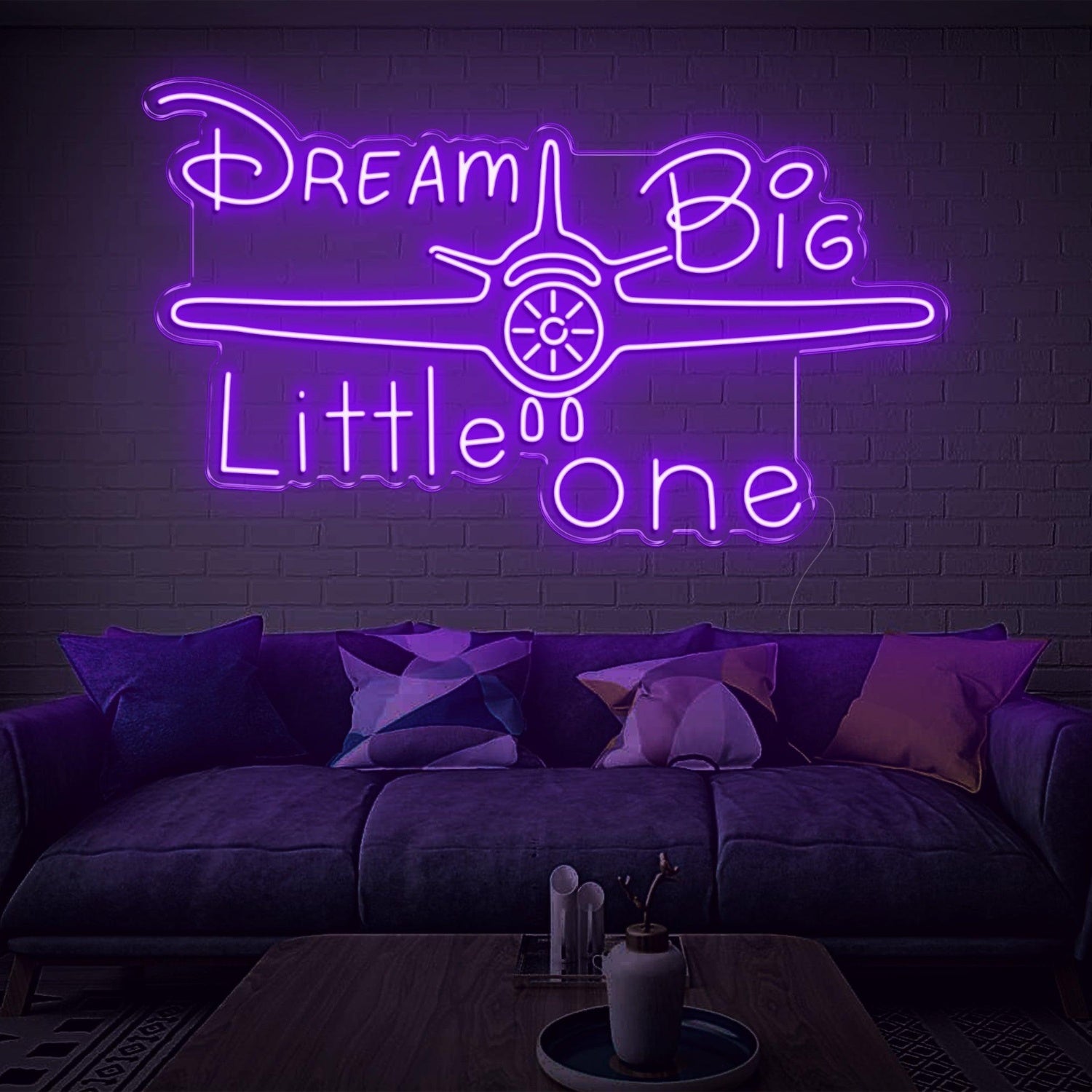 Dream Big Little One Pink Airplane Led Neon Sign For Kids Room Decor | Shineneon
