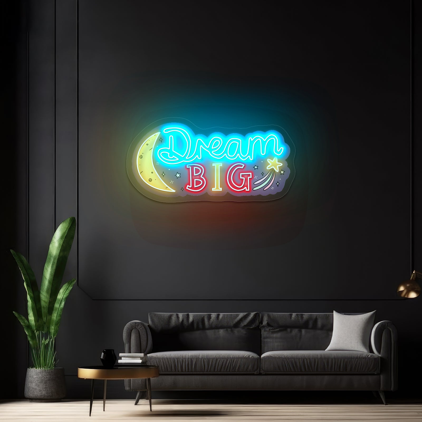 Dream Big Moon And Star Positivity Neon Signs For Sale
