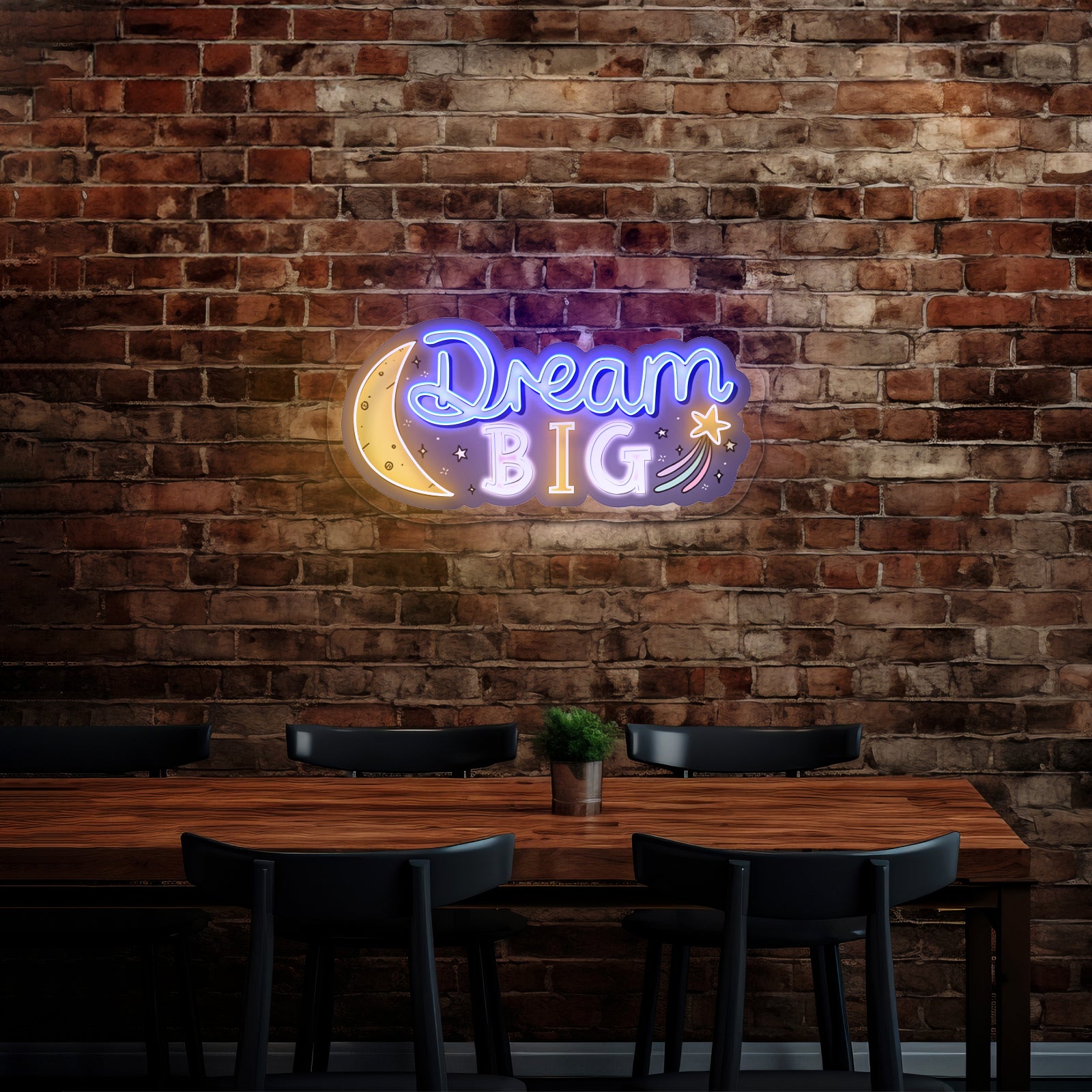 Dream Big Moon And Star Positivity Neon Signs For Sale