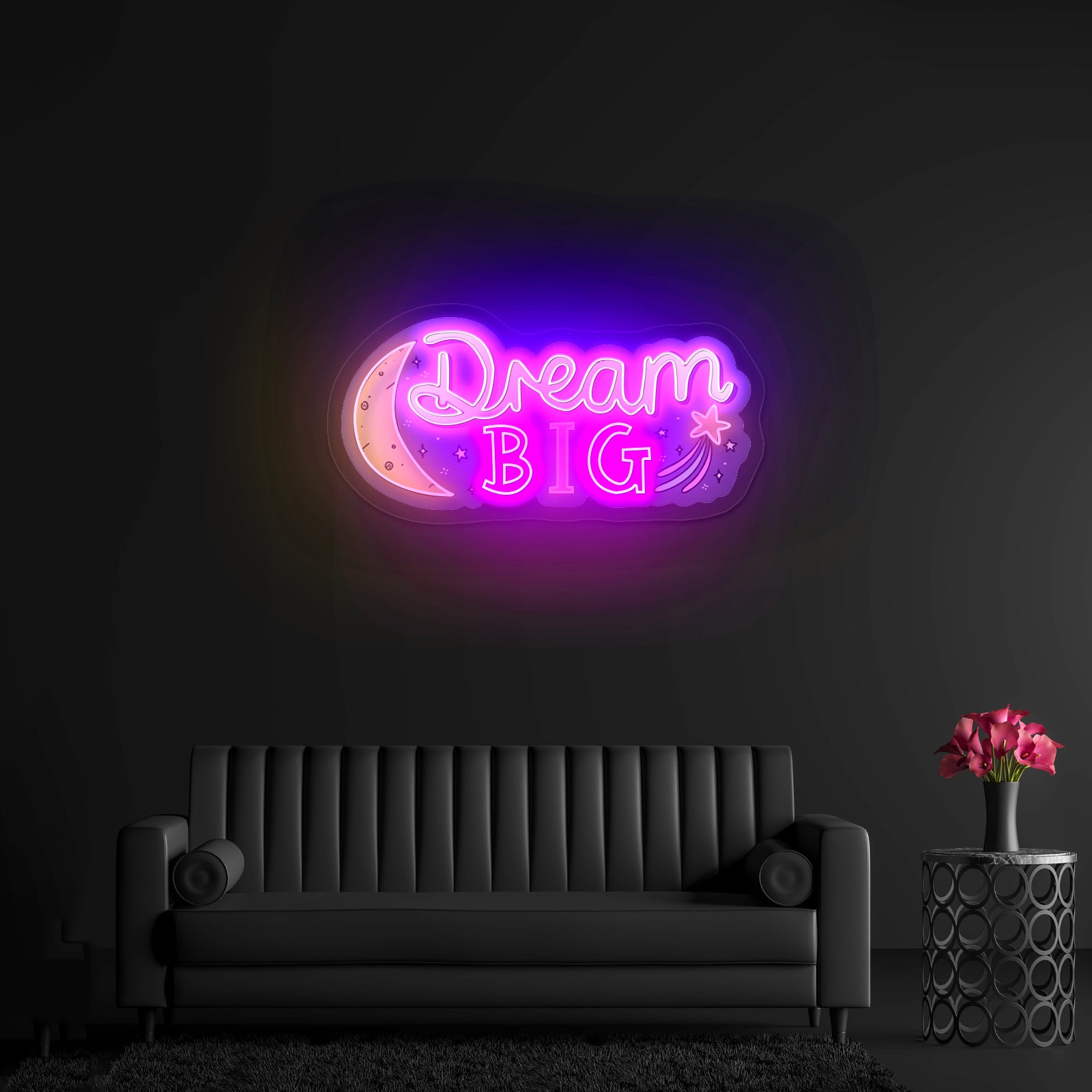 Dream Big Moon And Star Positivity Neon Signs For Sale