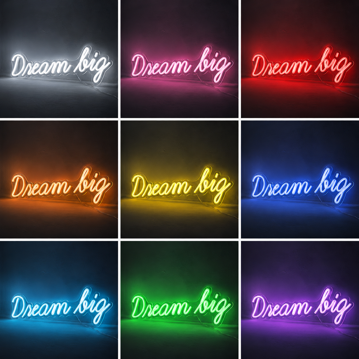 Dream Big Room Wall Light LED Neon Sign - 05 Color Grid