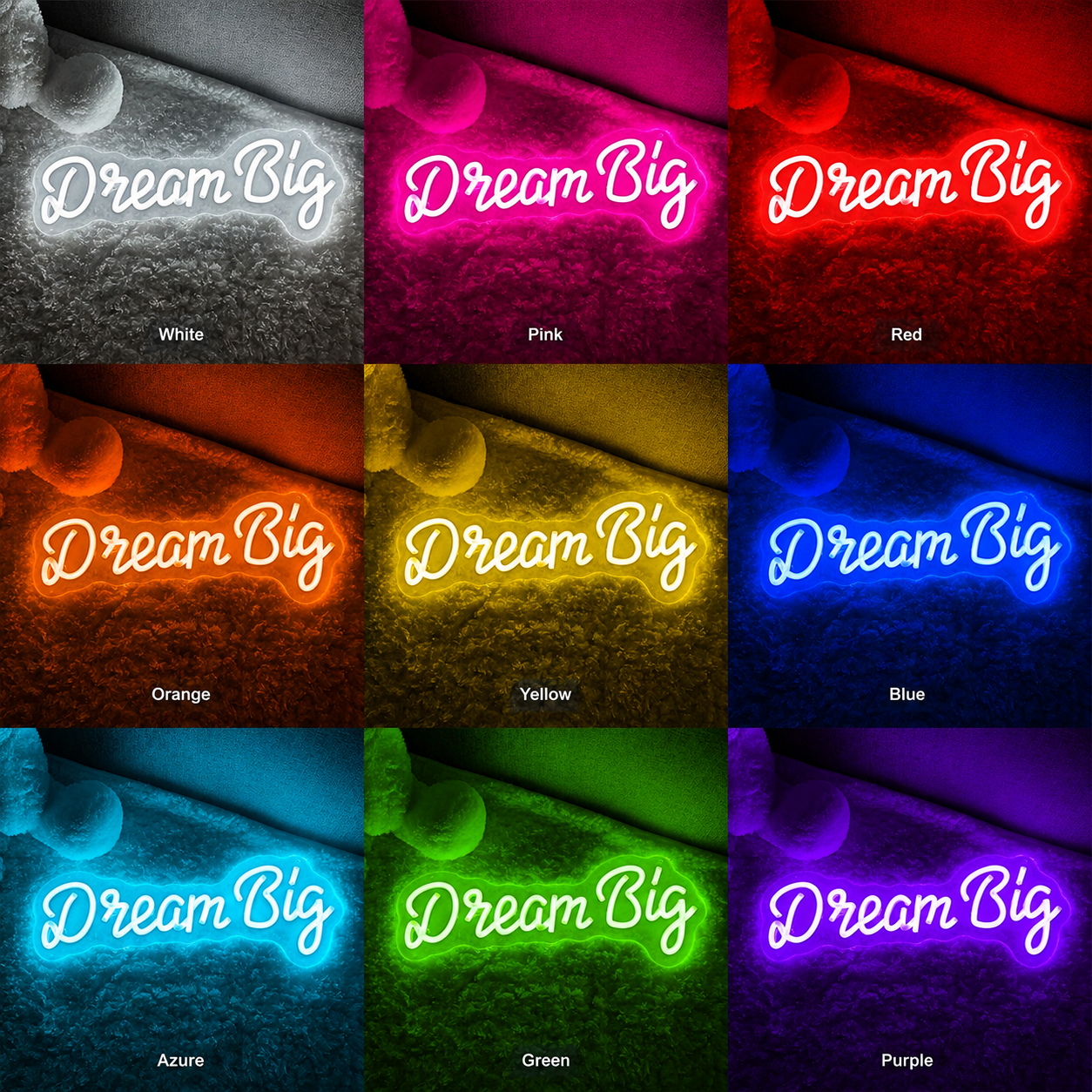 Dream Big Word Wall Light LED Neon Sign - 05 Color Grid
