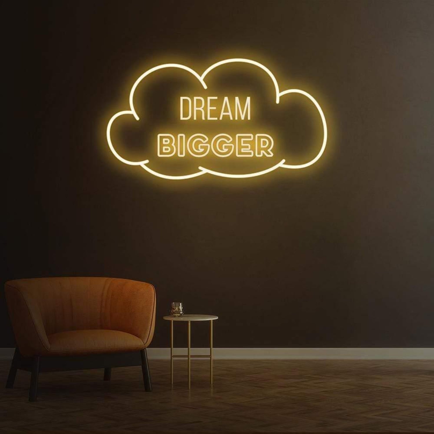 Dream Bigger Warm Yellow Cloud Led Neon Sign For Home Decor | Shineneon