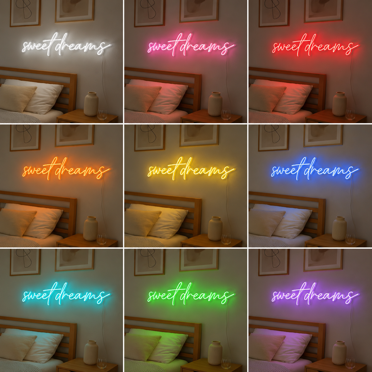 Dream Minimalist Bedroom LED Neon Sign color grid