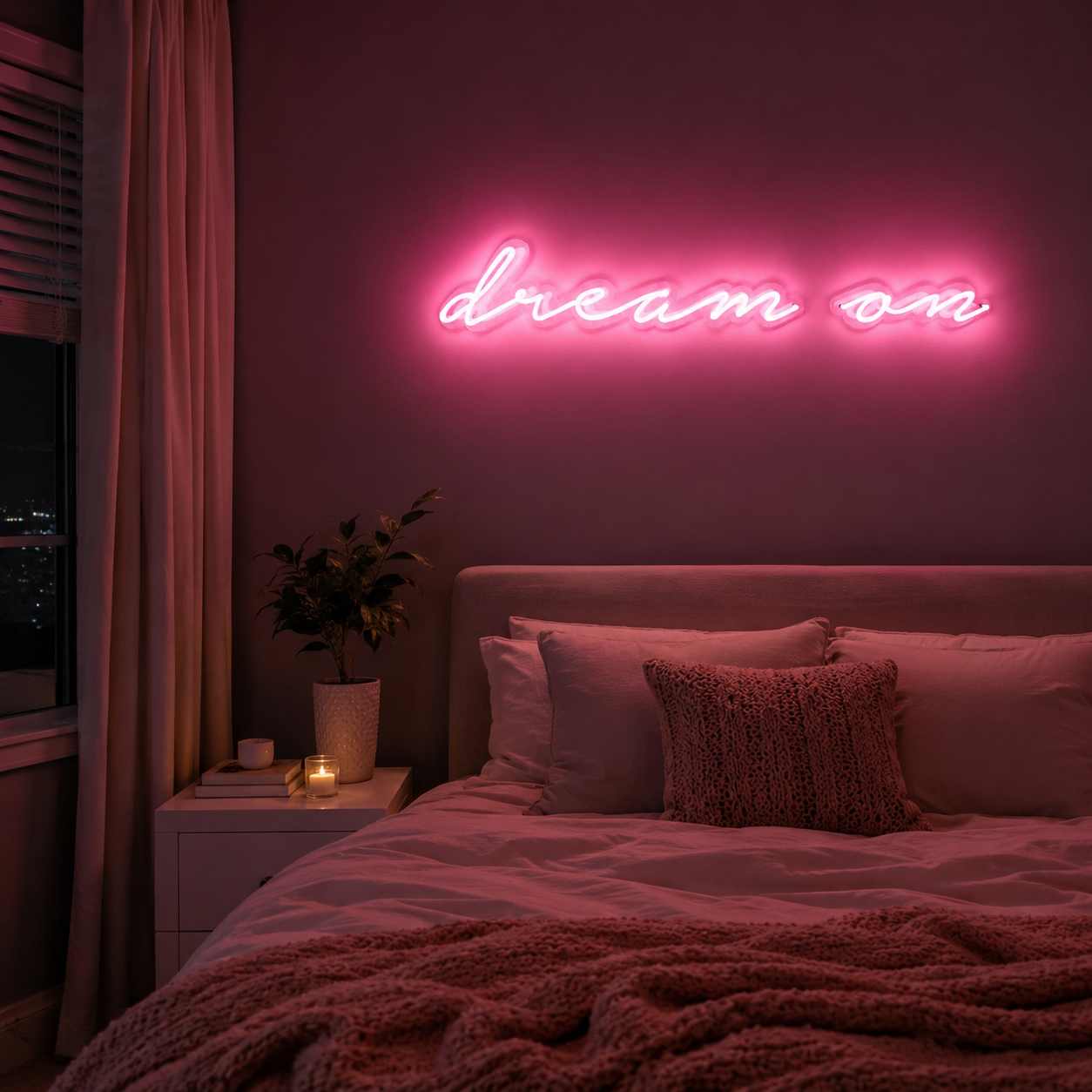 Dream On LED Neon Sign Home Wall Art - 03 Real Lifestyle Scene