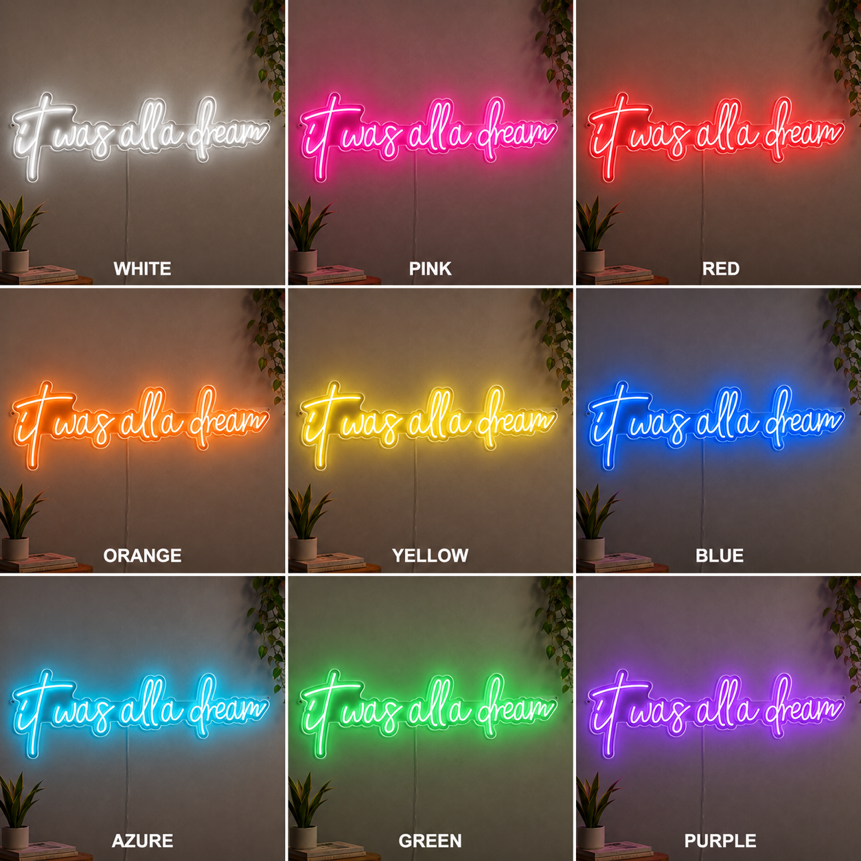 Dream Script Bedroom Square LED Neon Sign Home Art color grid