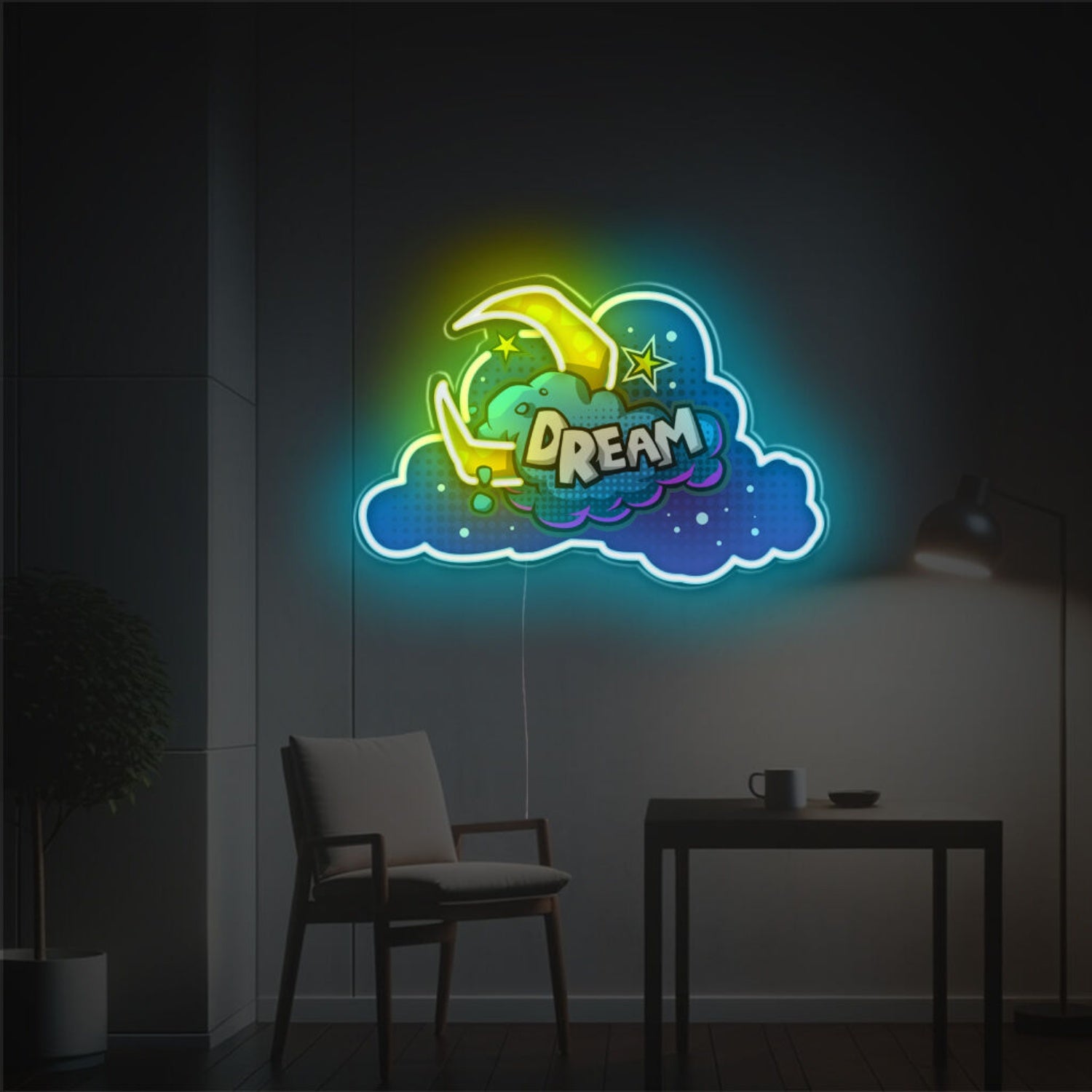 Dream With Missing Moon Led Neon Acrylic Artwork | Shineneon