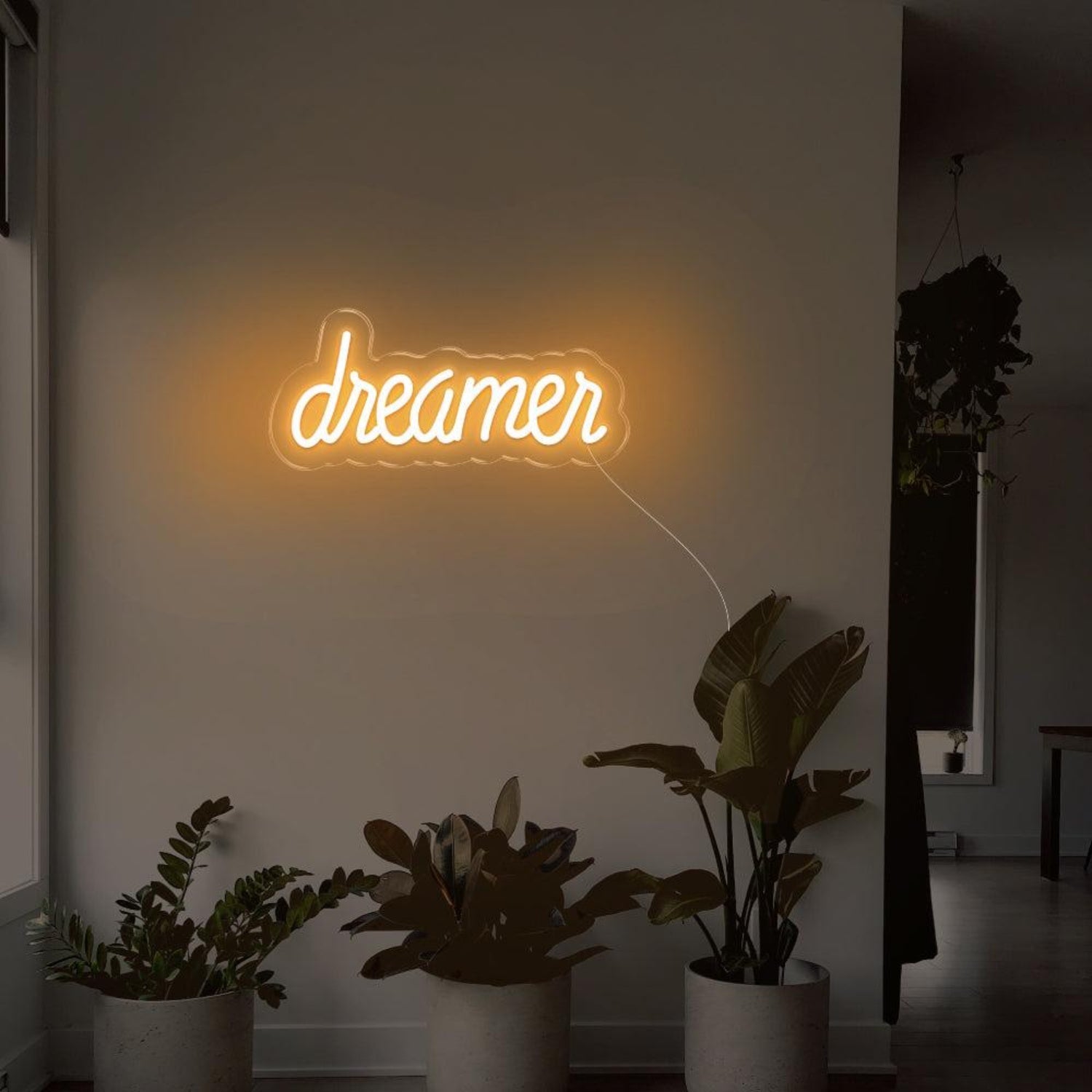 Dreamer Blue Led Neon Sign For Indoor Home Decor With Plants | Shineneon