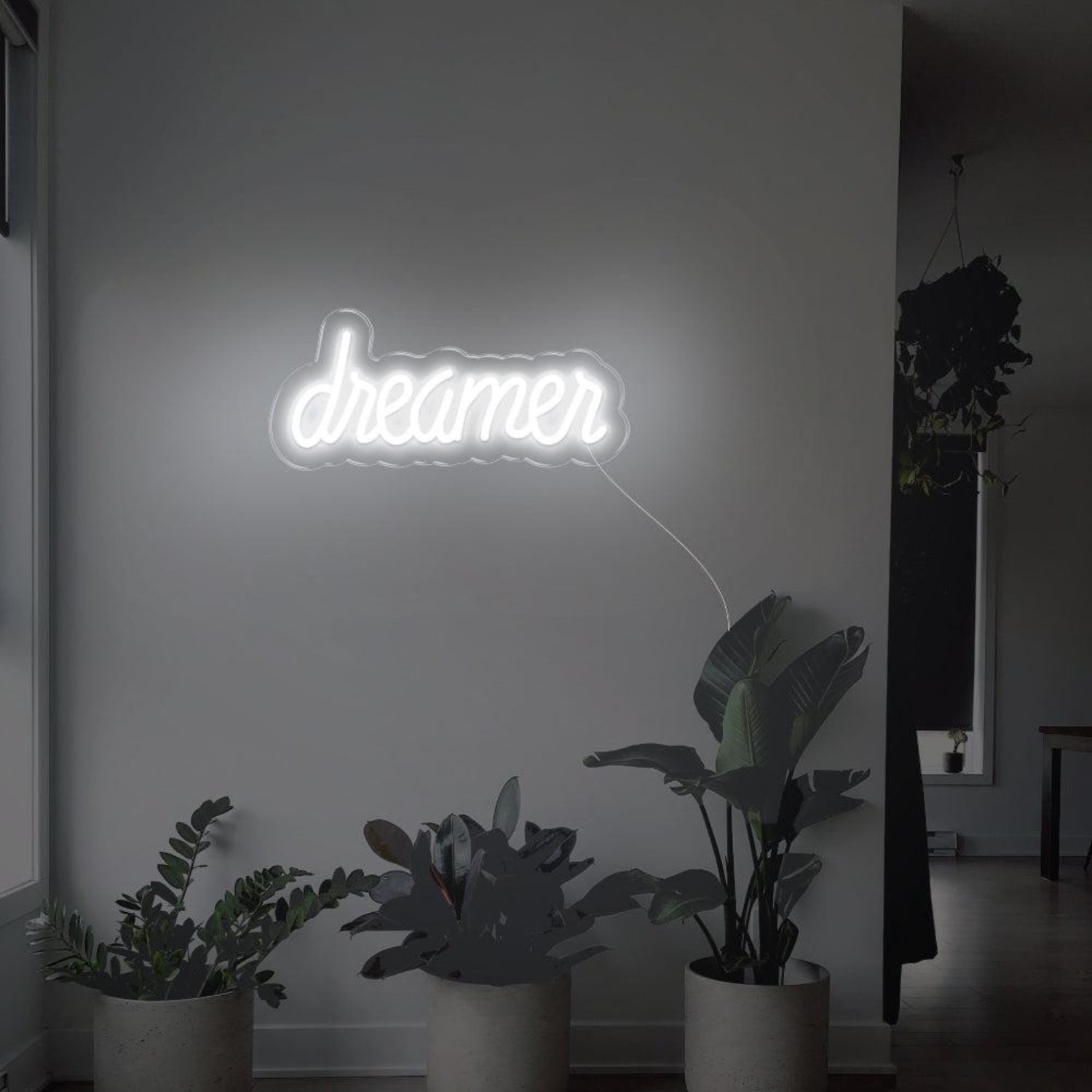 Dreamer Blue Led Neon Sign For Indoor Home Decor With Plants | Shineneon