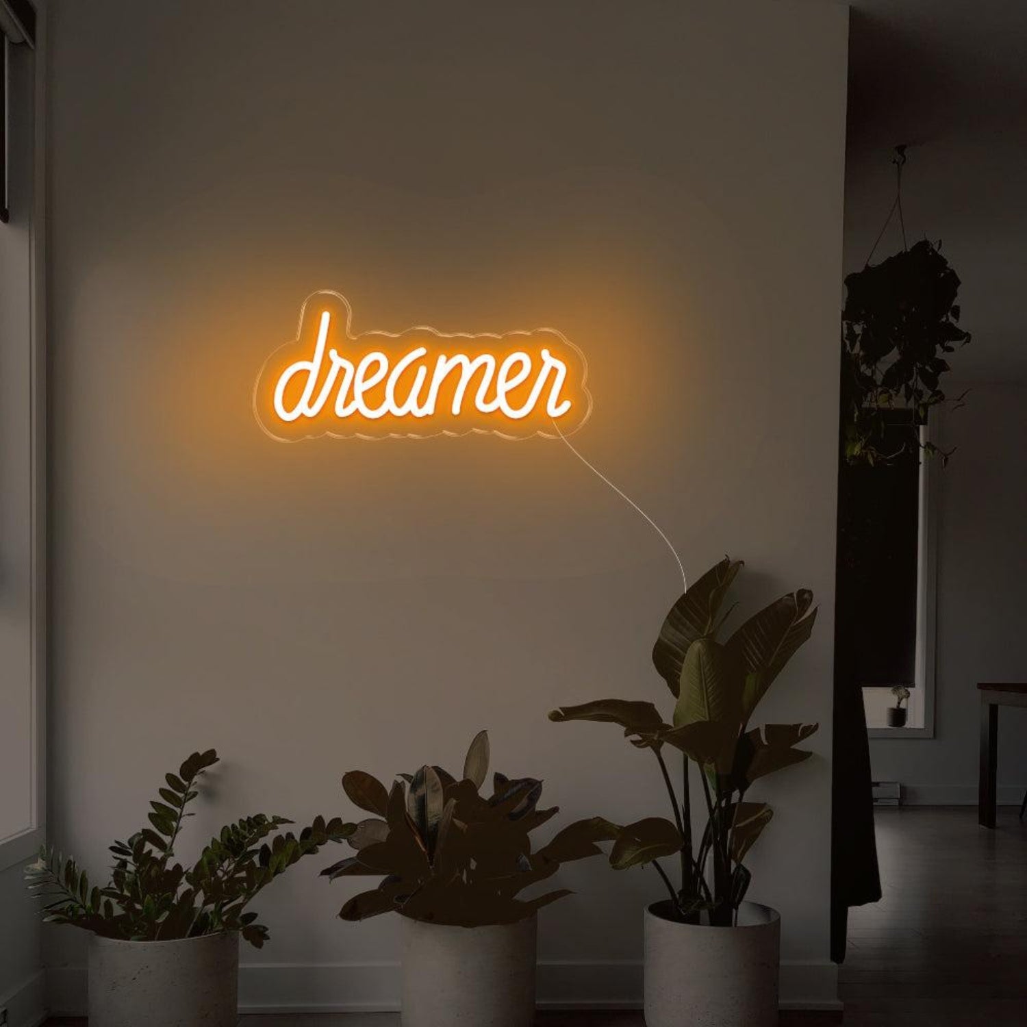 Dreamer Blue Led Neon Sign For Indoor Home Decor With Plants | Shineneon