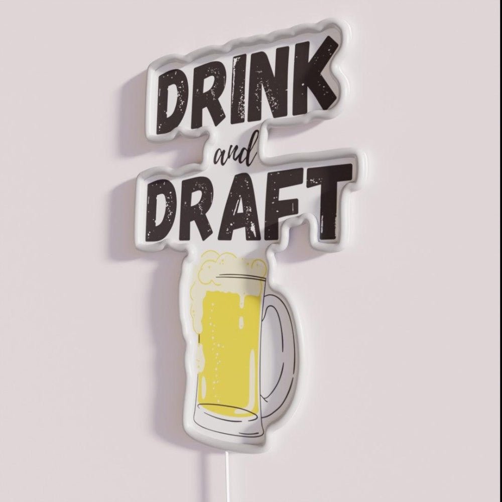 Drink And Draft Funny Fantasy Football Rgb Led Neon Sign - Shineneon