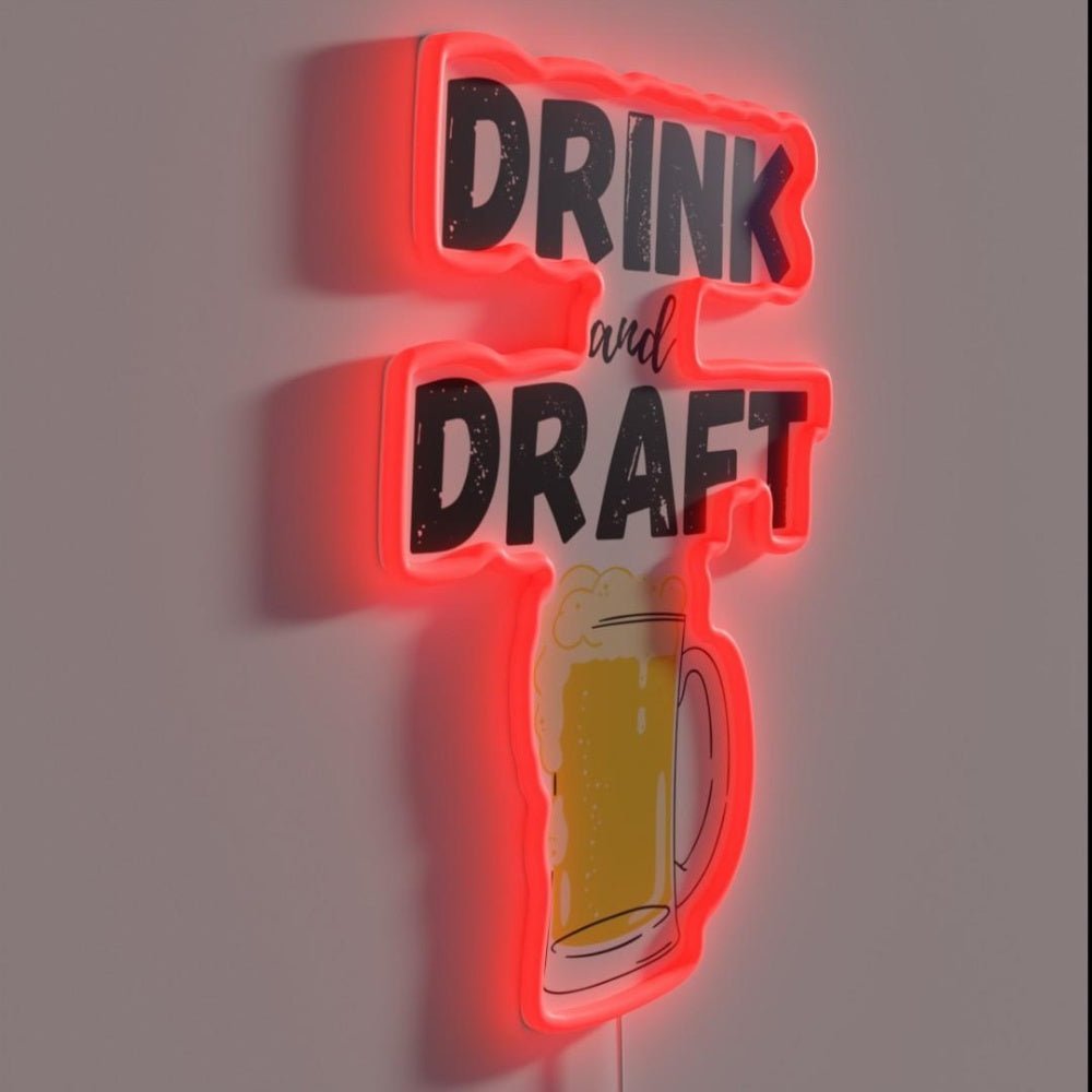 Drink And Draft Funny Fantasy Football Rgb Led Neon Sign - Shineneon