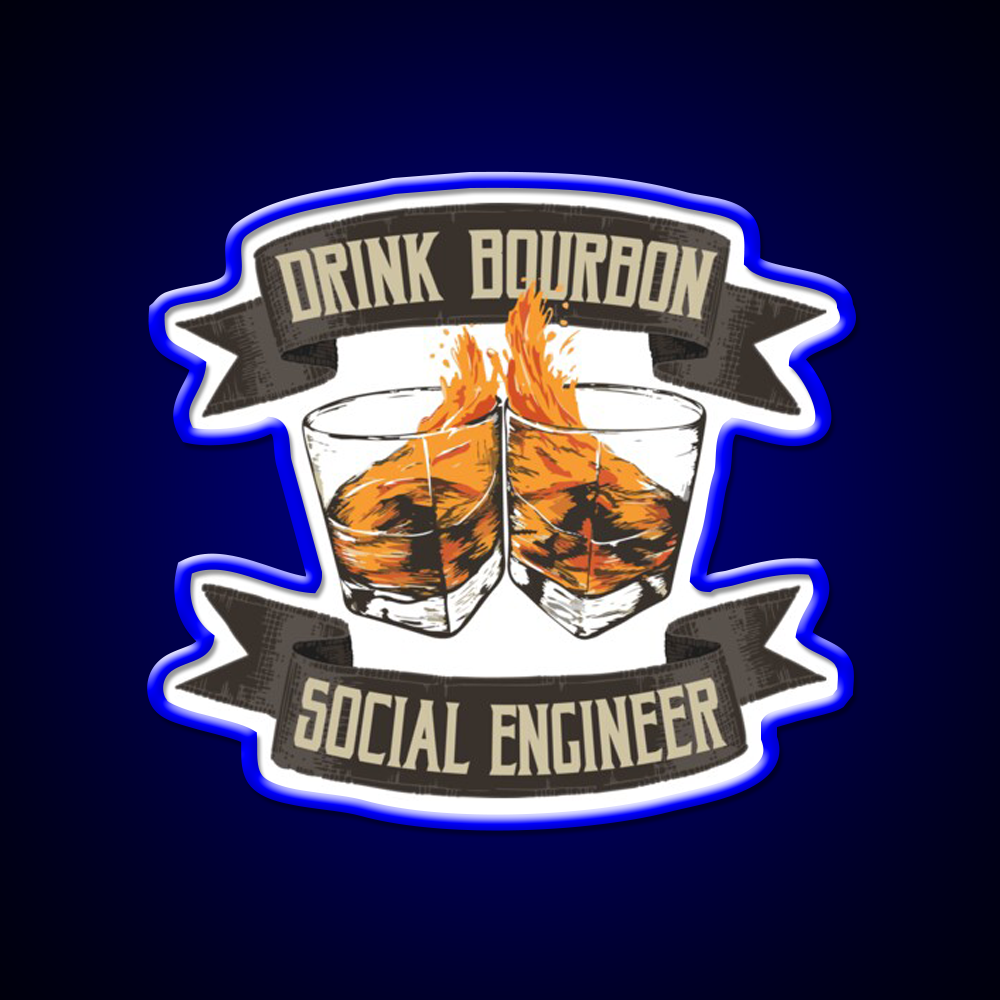 Drink Bourbon Social Engineer Whiskey Drink Bar Led Neon Sign Rgb Color