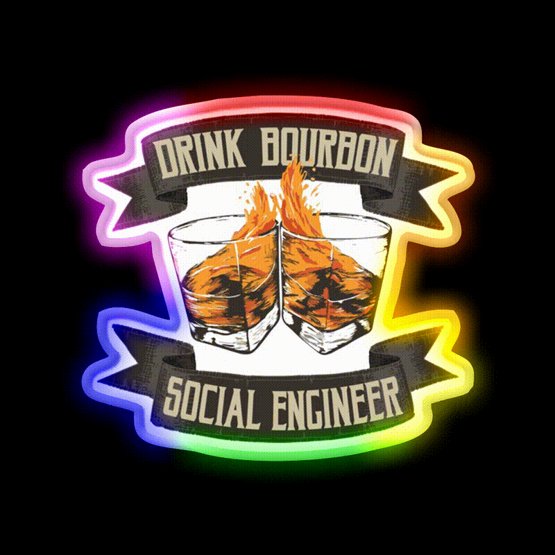 Drink Bourbon Social Engineer Whiskey Drink Bar Led Neon Sign Rgb Color