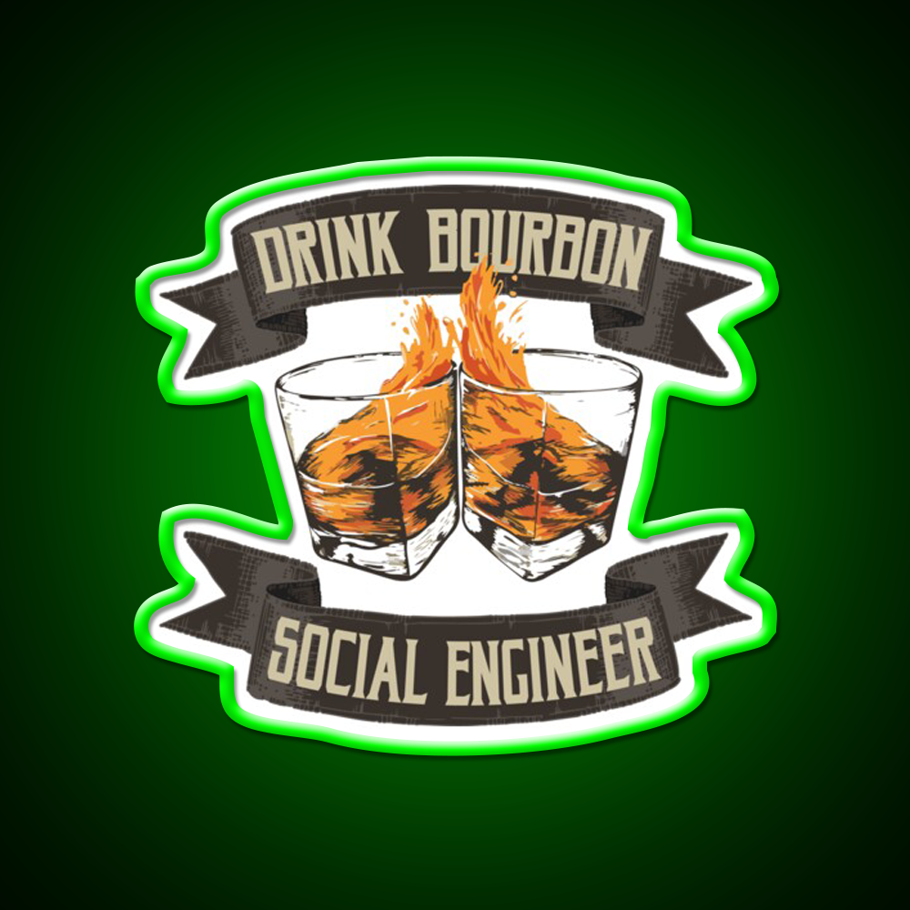 Drink Bourbon Social Engineer Whiskey Drink Bar Led Neon Sign Rgb Color