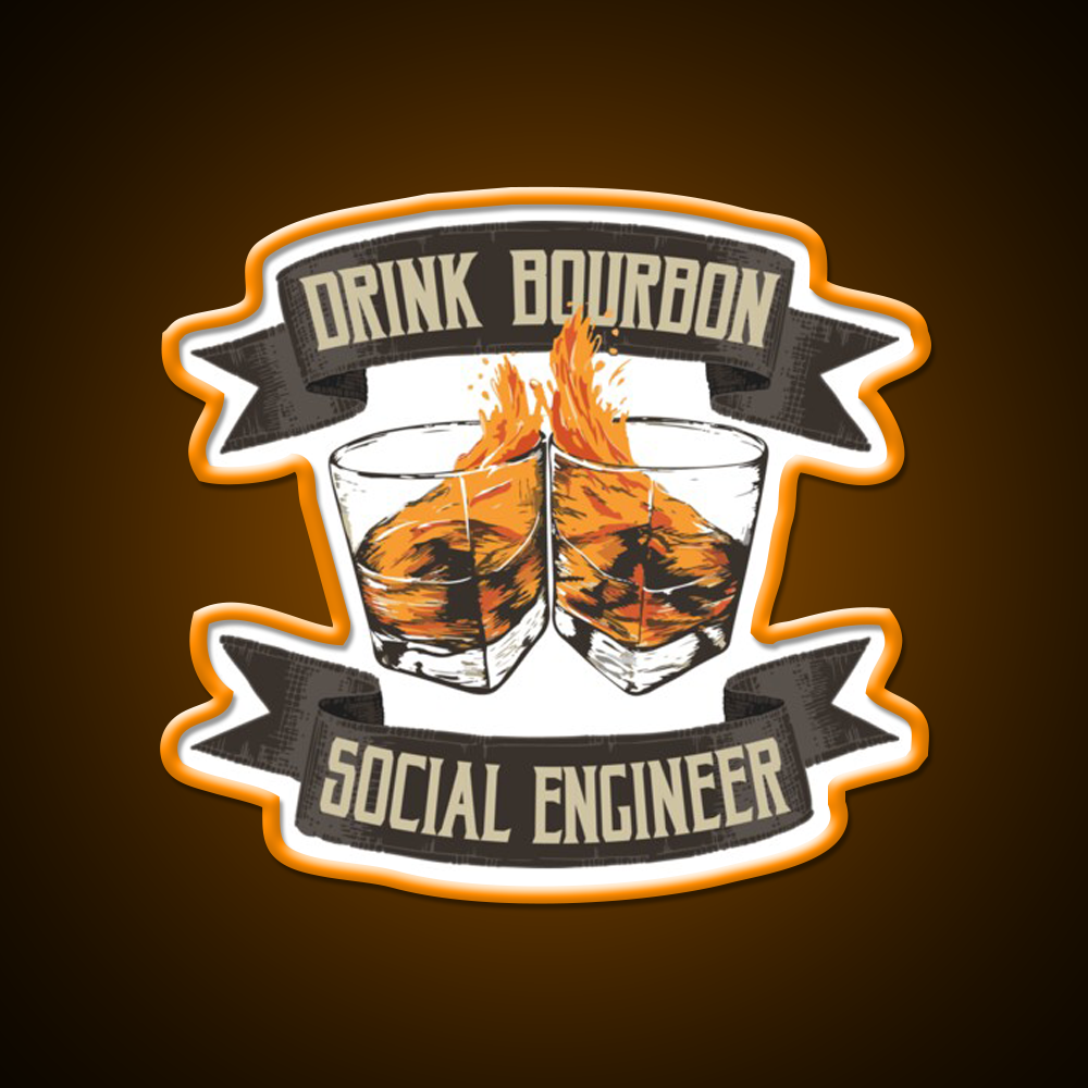 Drink Bourbon Social Engineer Whiskey Drink Bar Led Neon Sign Rgb Color