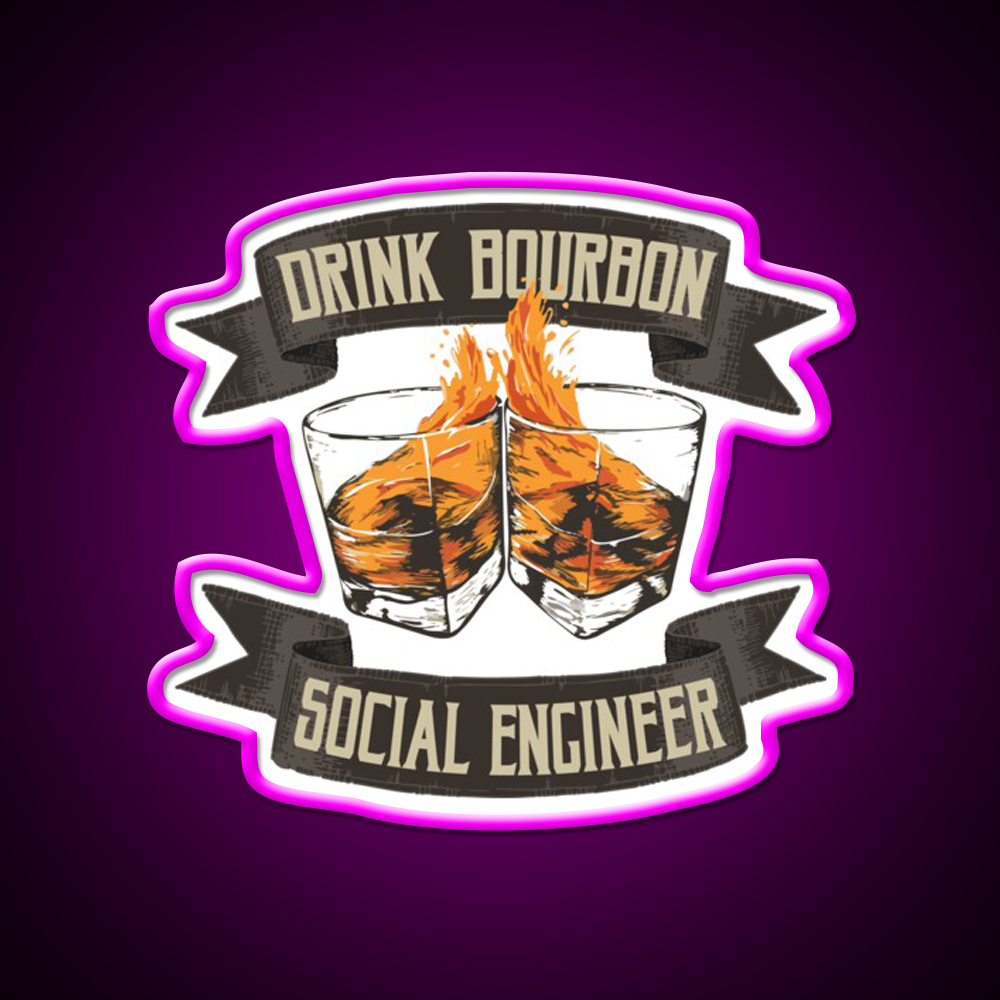 Drink Bourbon Social Engineer Whiskey Drink Bar Led Neon Sign Rgb Color