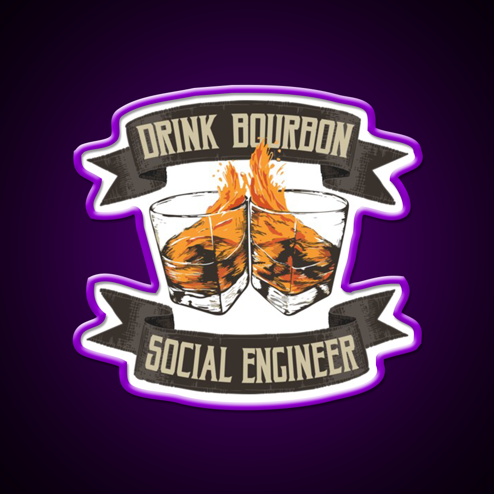 Drink Bourbon Social Engineer Whiskey Drink Bar Led Neon Sign Rgb Color