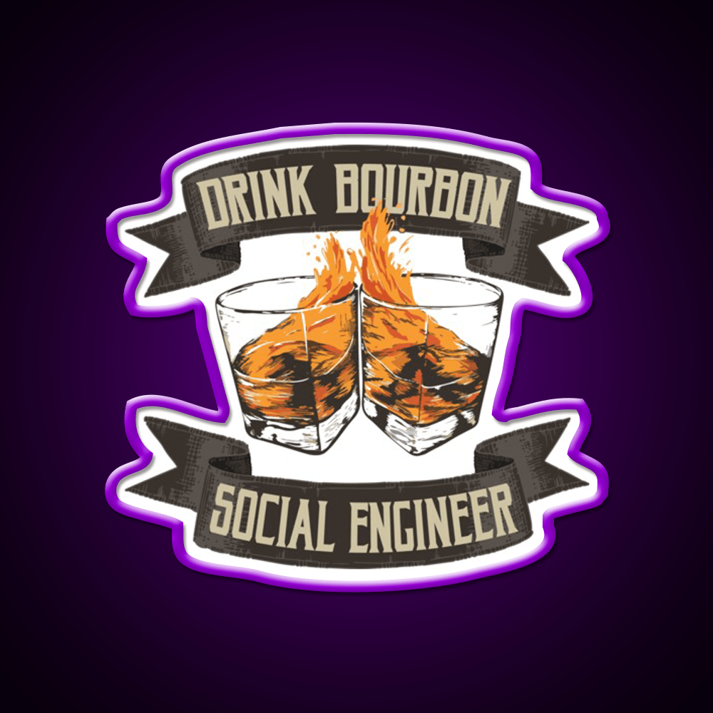 Drink Bourbon Social Engineer Whiskey Drink Bar Led Neon Sign Rgb Color - Shineneon