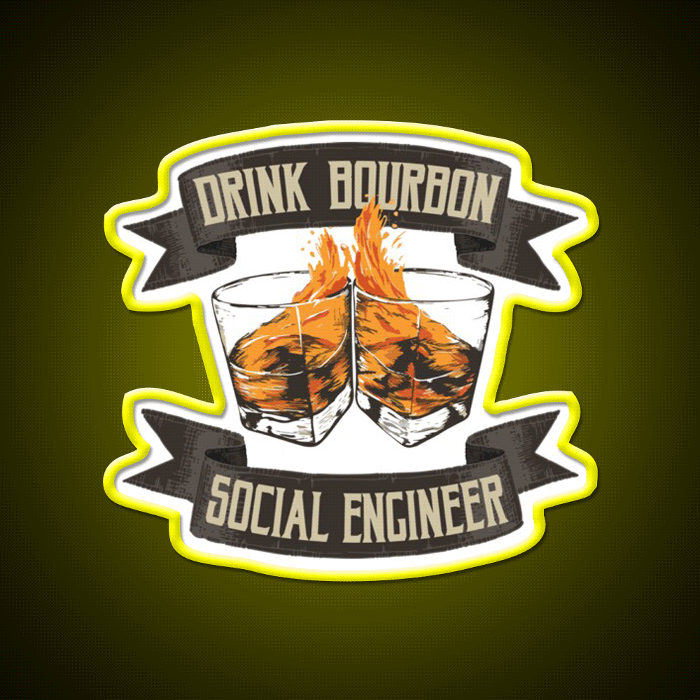 Drink Bourbon Social Engineer Whiskey Drink Bar Led Neon Sign Rgb Color