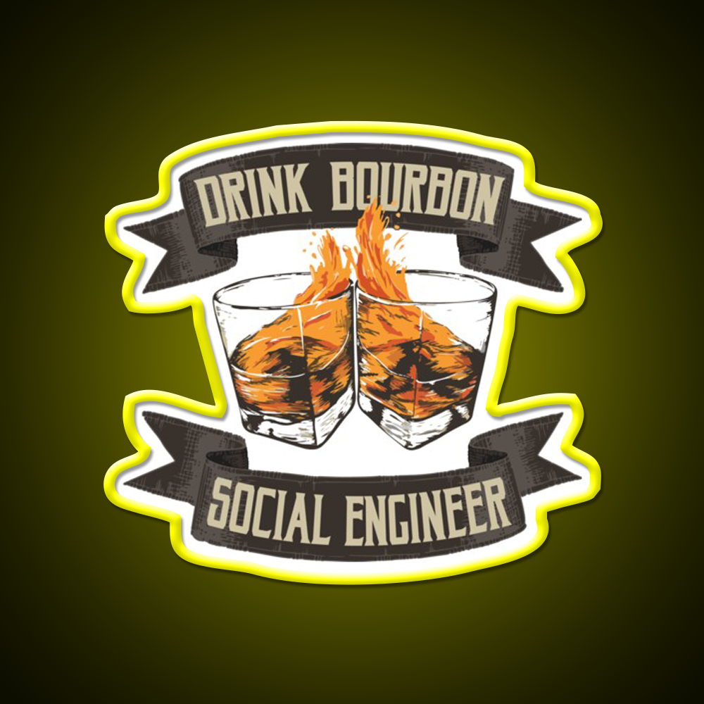 Drink Bourbon Social Engineer Whiskey Drink Bar Led Neon Sign Rgb Color