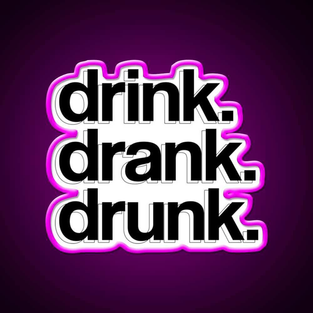 Drink Drank Drunk Beer Bar Decor Led Neon Sign Wall Art Rgb Color - Neon sign mounted on wall in room