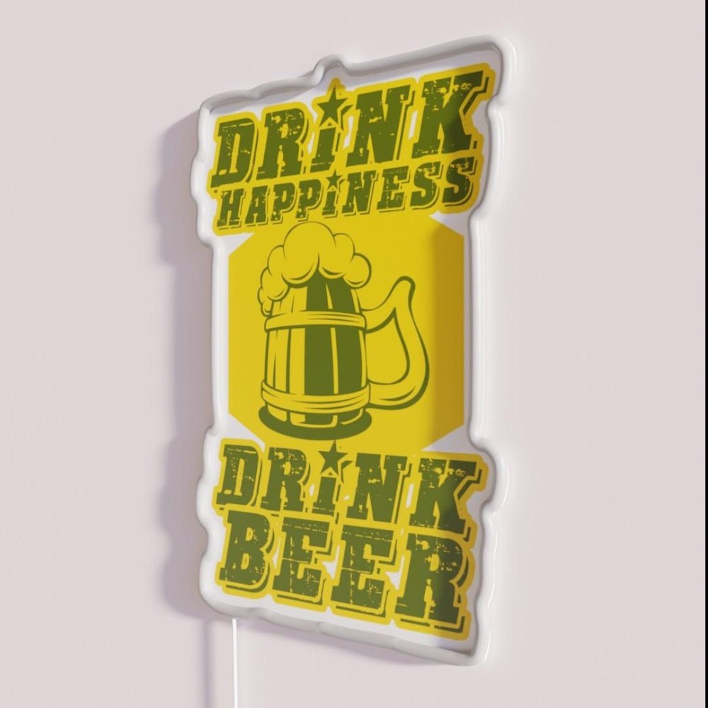 Drink Happiness Drink Beer Rgb Led Neon Sign - Shineneon