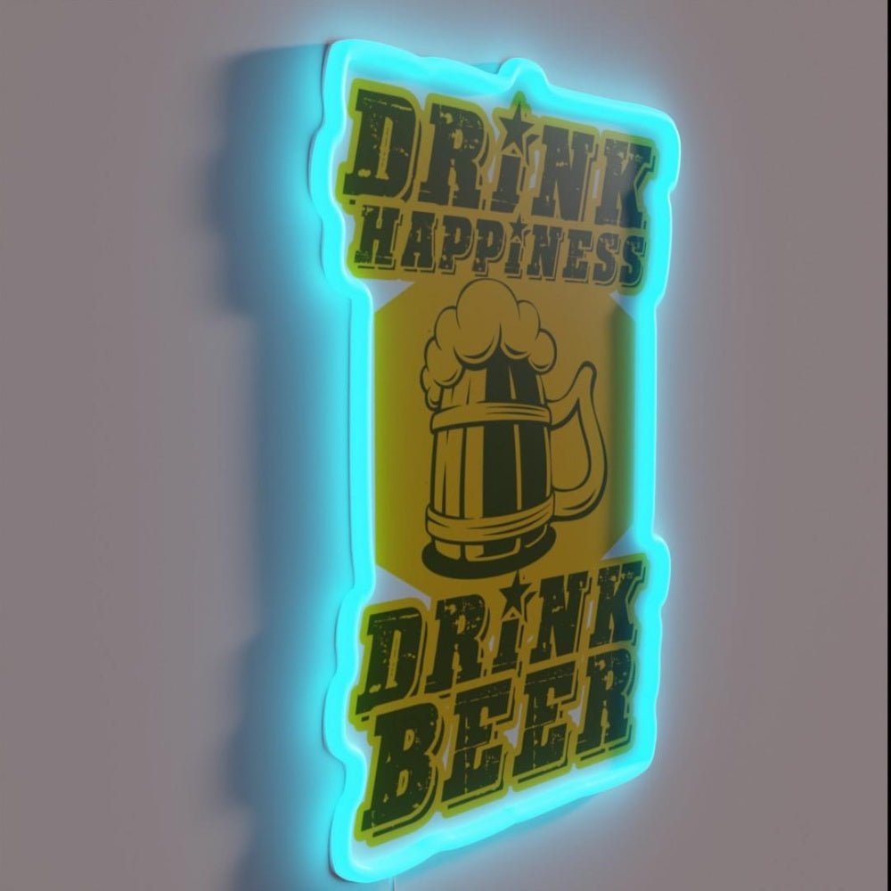 Drink Happiness Drink Beer Rgb Led Neon Sign - Shineneon