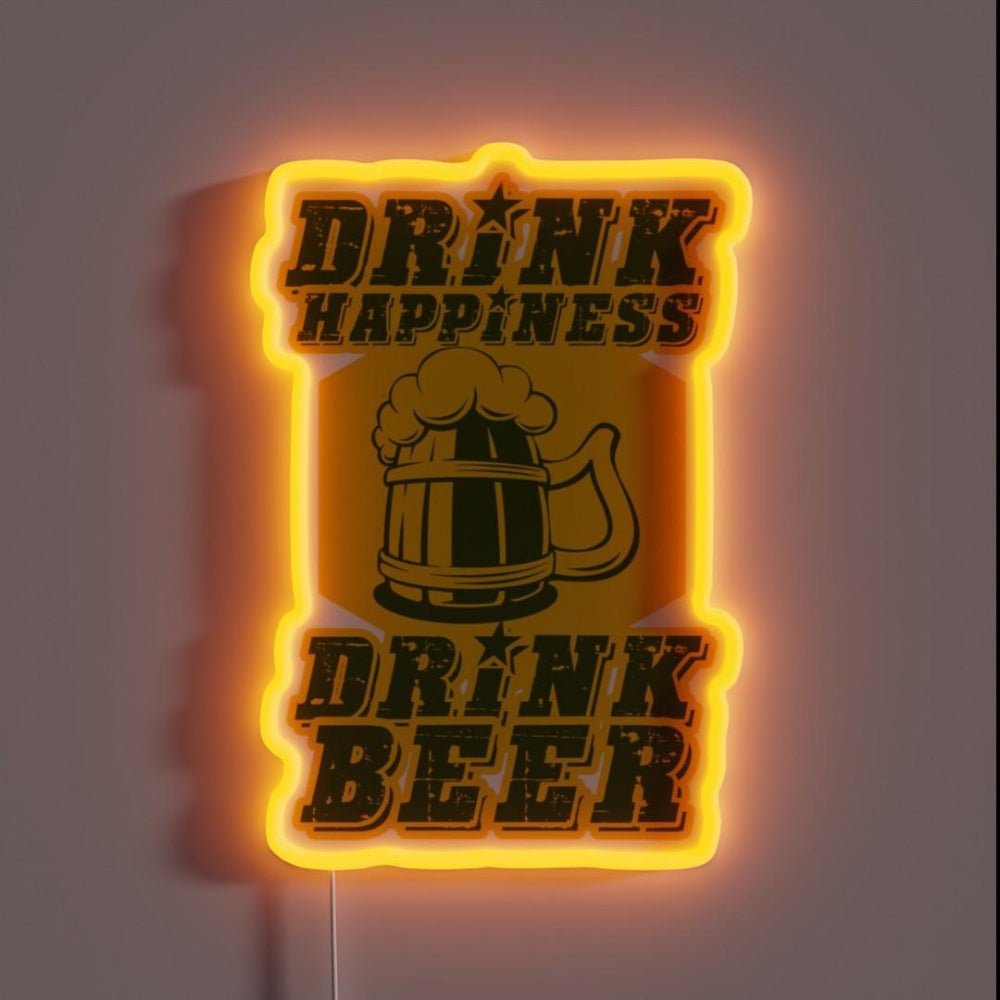 Drink Happiness Drink Beer Rgb Led Neon Sign - Shineneon