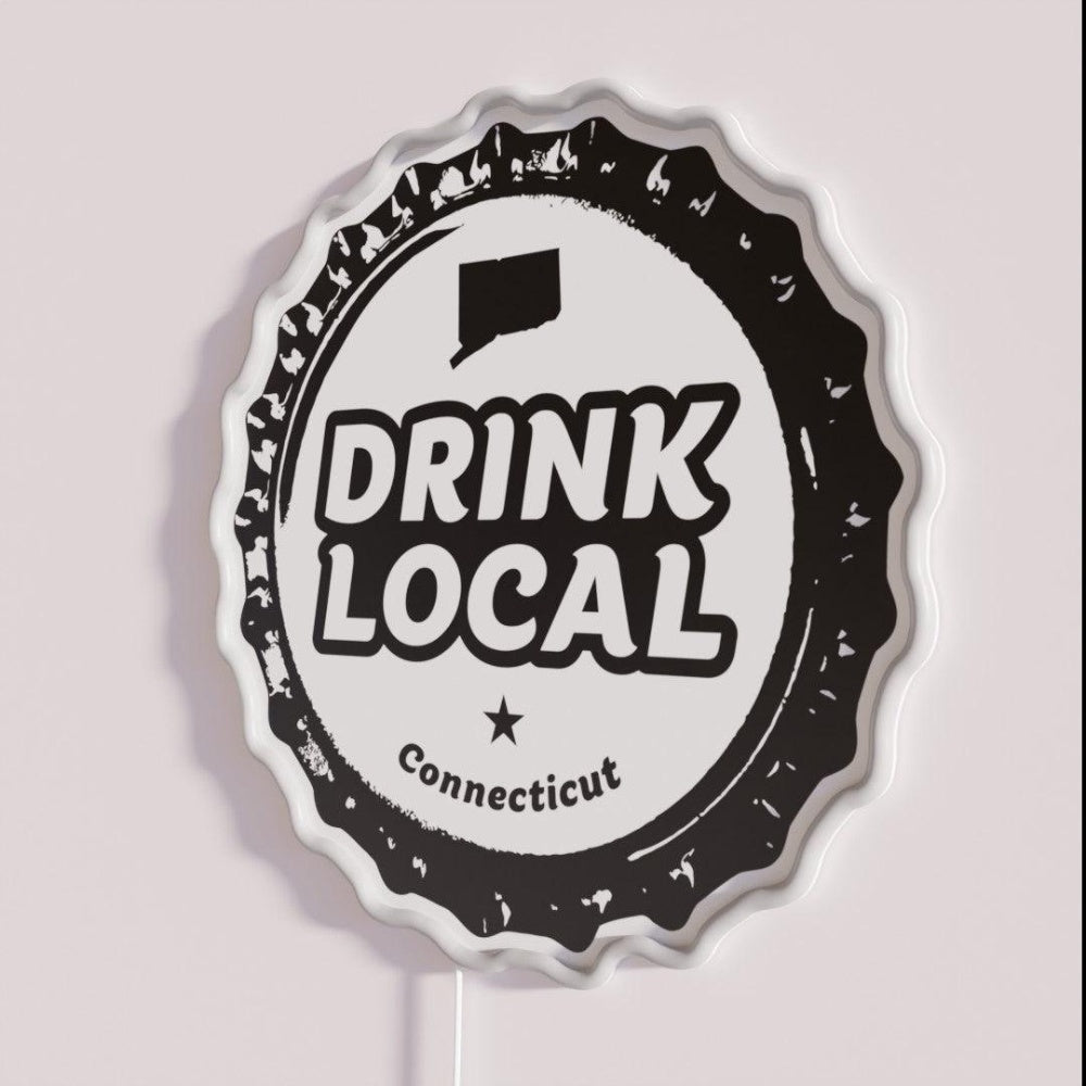 Drink Local Connecticut Craft Beer Bottle Cap Rgb Led Neon Sign - Shineneon