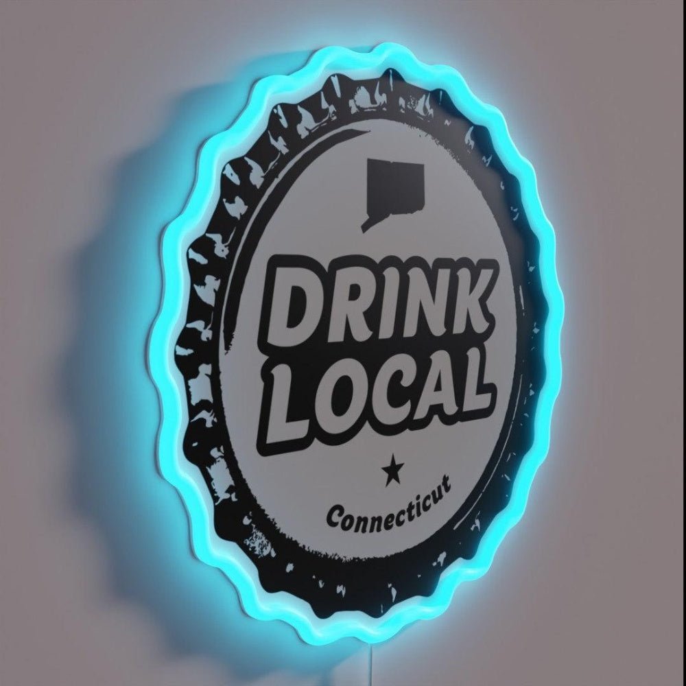 Drink Local Connecticut Craft Beer Bottle Cap Rgb Led Neon Sign - Shineneon