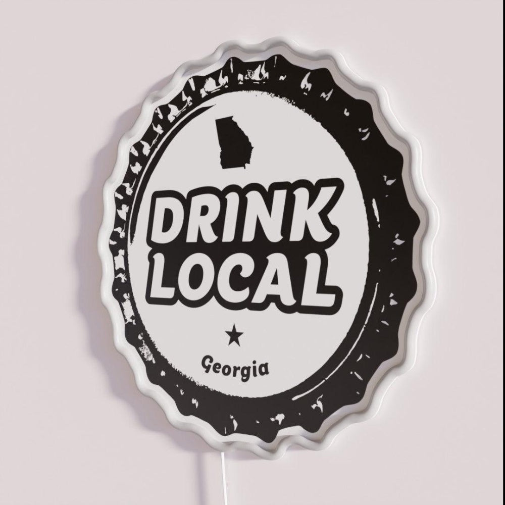 Drink Local Georgia Craft Beer Bottle Cap Rgb Led Neon Sign - Shineneon