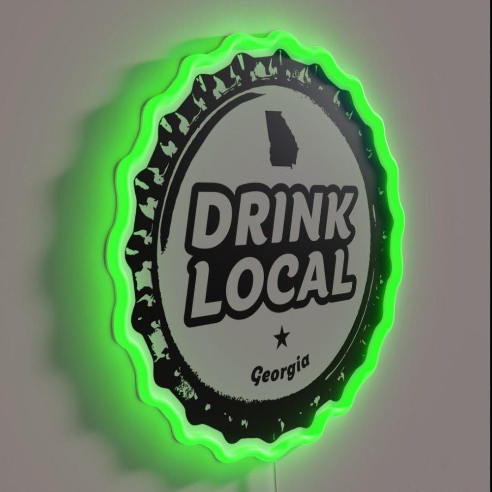 Drink Local Georgia Craft Beer Bottle Cap Rgb Led Neon Sign - Shineneon