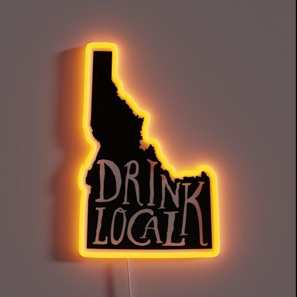 Drink Local Idaho State Outline Craft Beer Rgb Led Neon Sign - Shineneon