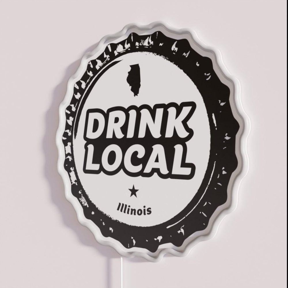 Drink Local Illinois Craft Beer Bottle Cap Rgb Led Neon Sign - Shineneon