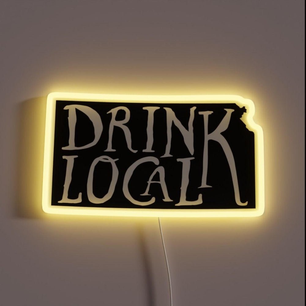Drink Local Kansas State Outline Craft Beer Rgb Led Neon Sign - Shineneon