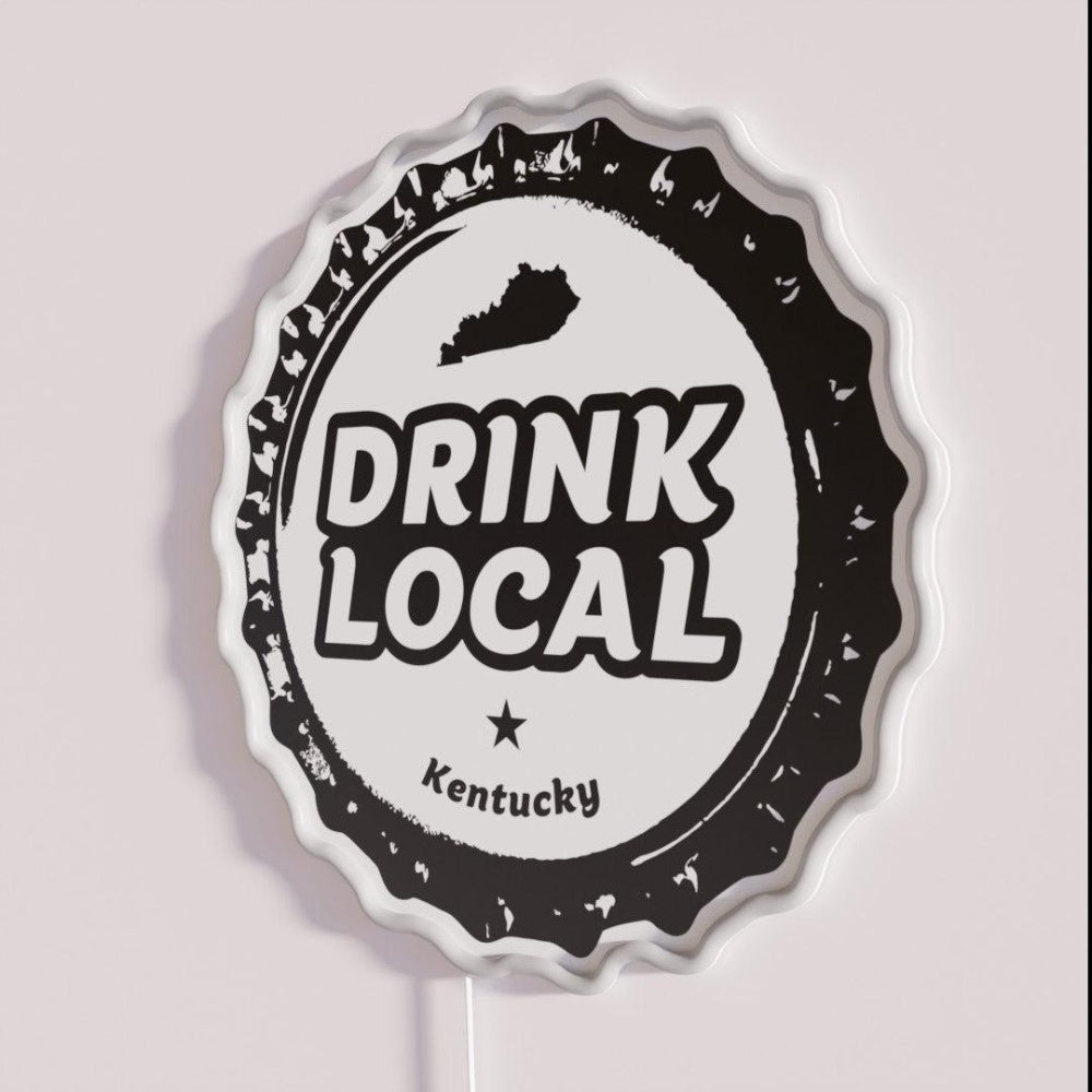 Drink Local Kentucky Craft Beer Bottle Cap Rgb Led Neon Sign - Shineneon
