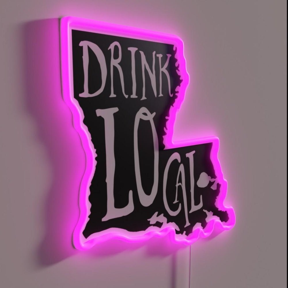 Drink Local Louisiana State Outline Craft Beer Rgb Led Neon Sign - Shineneon