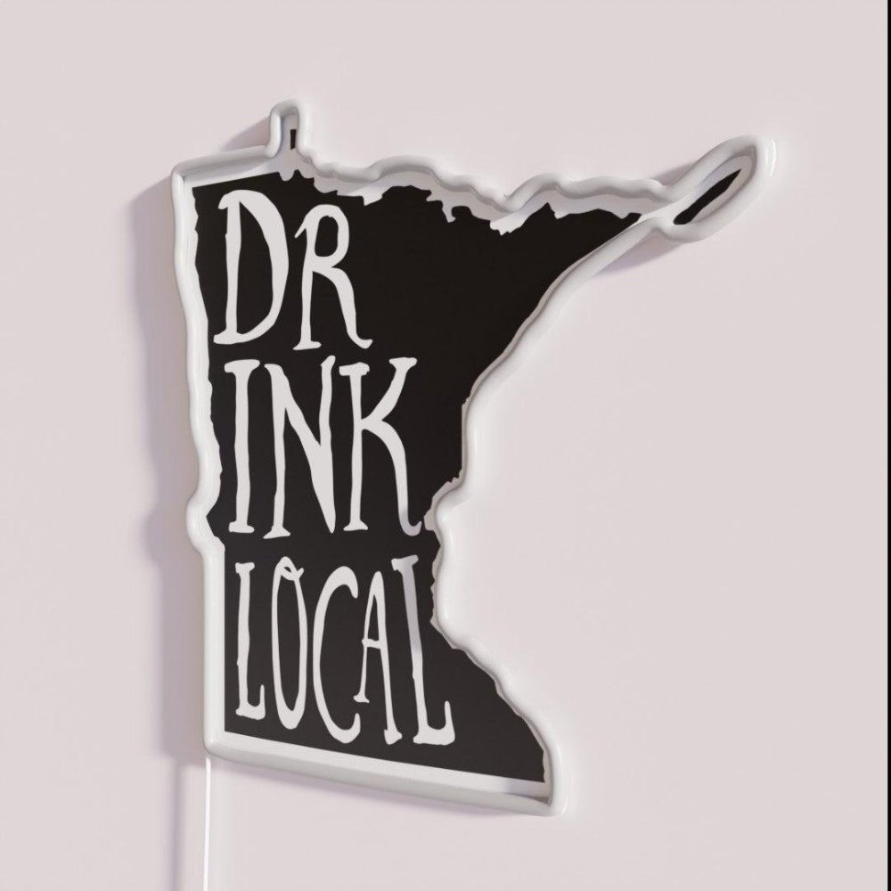 Drink Local Minnesota State Outline Craft Beer Rgb Led Neon Sign - Shineneon