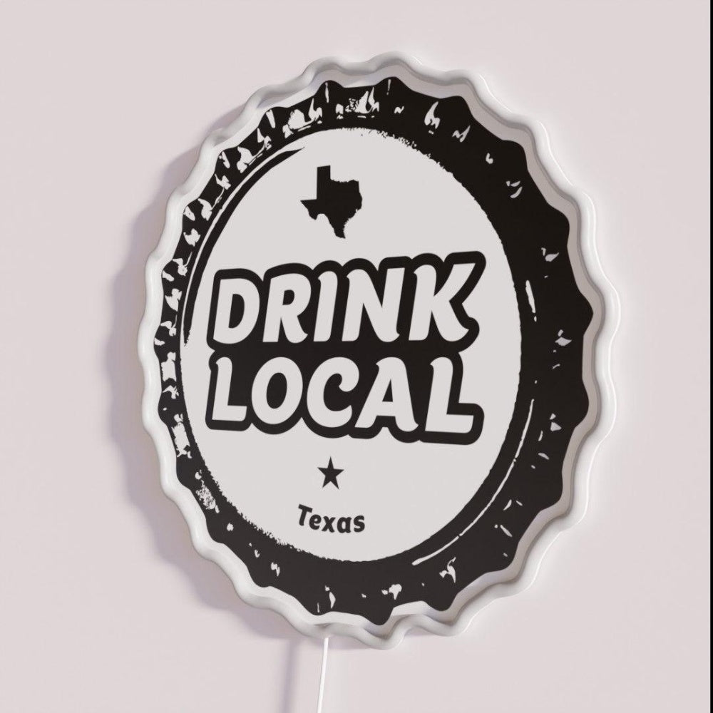 Drink Local Texas Craft Beer Bottle Cap Rgb Led Neon Sign - Shineneon