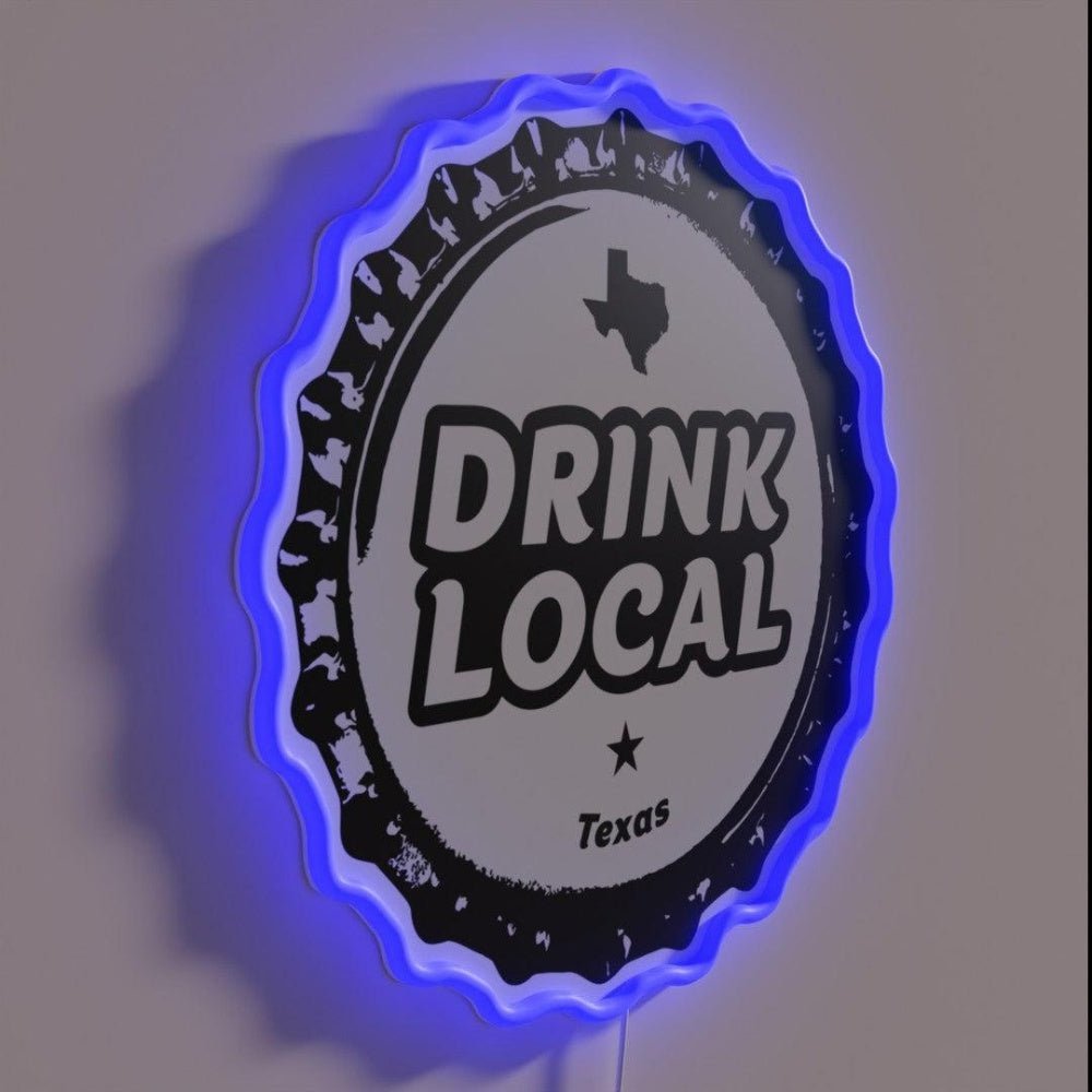 Drink Local Texas Craft Beer Bottle Cap Rgb Led Neon Sign - Shineneon