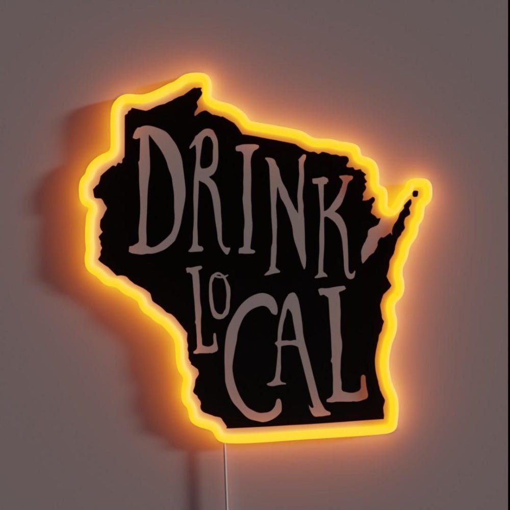 Drink Local Wisconsin State Outline Craft Beer Rgb Led Neon Sign - Shineneon