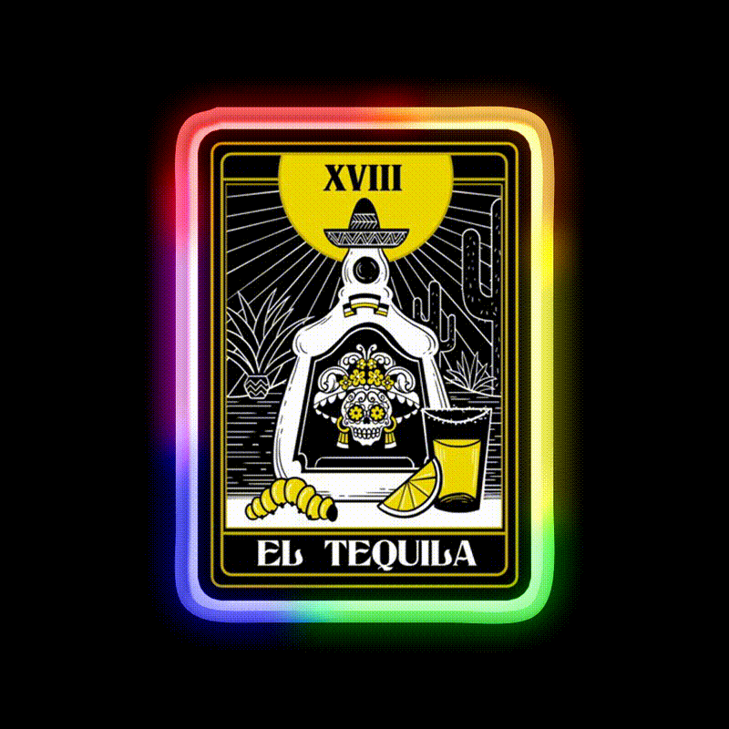 Drink Mexican Tequila Death Tarot Card Teller Party Drink Tequila Led Neon Sign Rgb Color - LED neon sign close-up detail